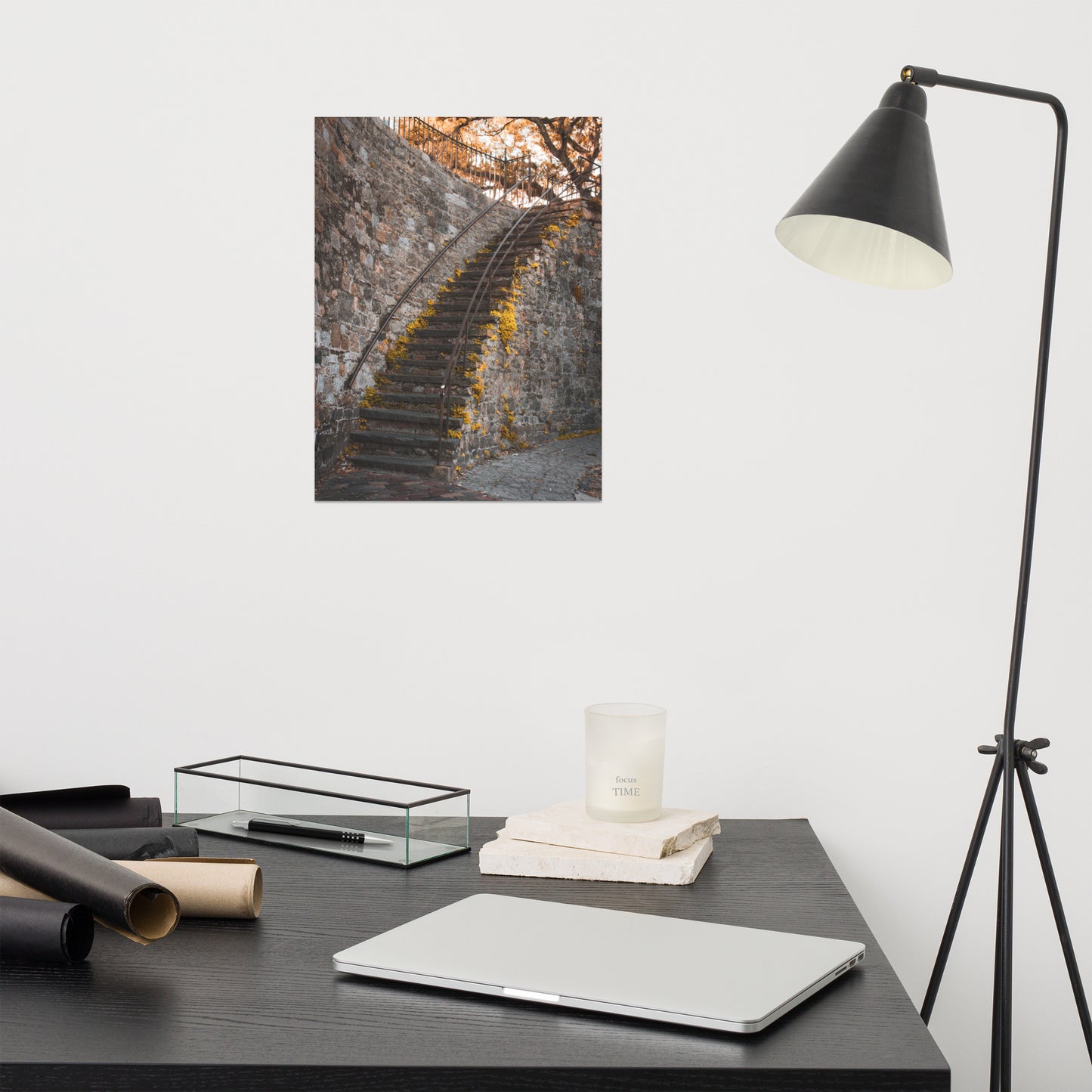 Old Stone Stairs River Street Savannah Ga Architectural Photo Loose Wall Art Print
