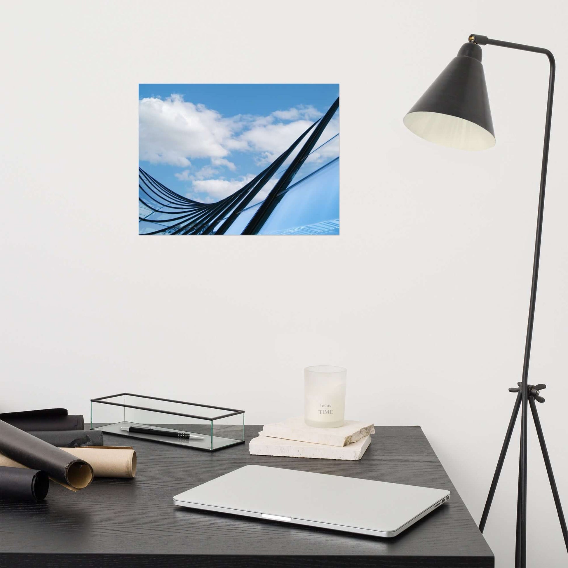 Architecture Photography Art: Glass and Azure Frameable Art Print