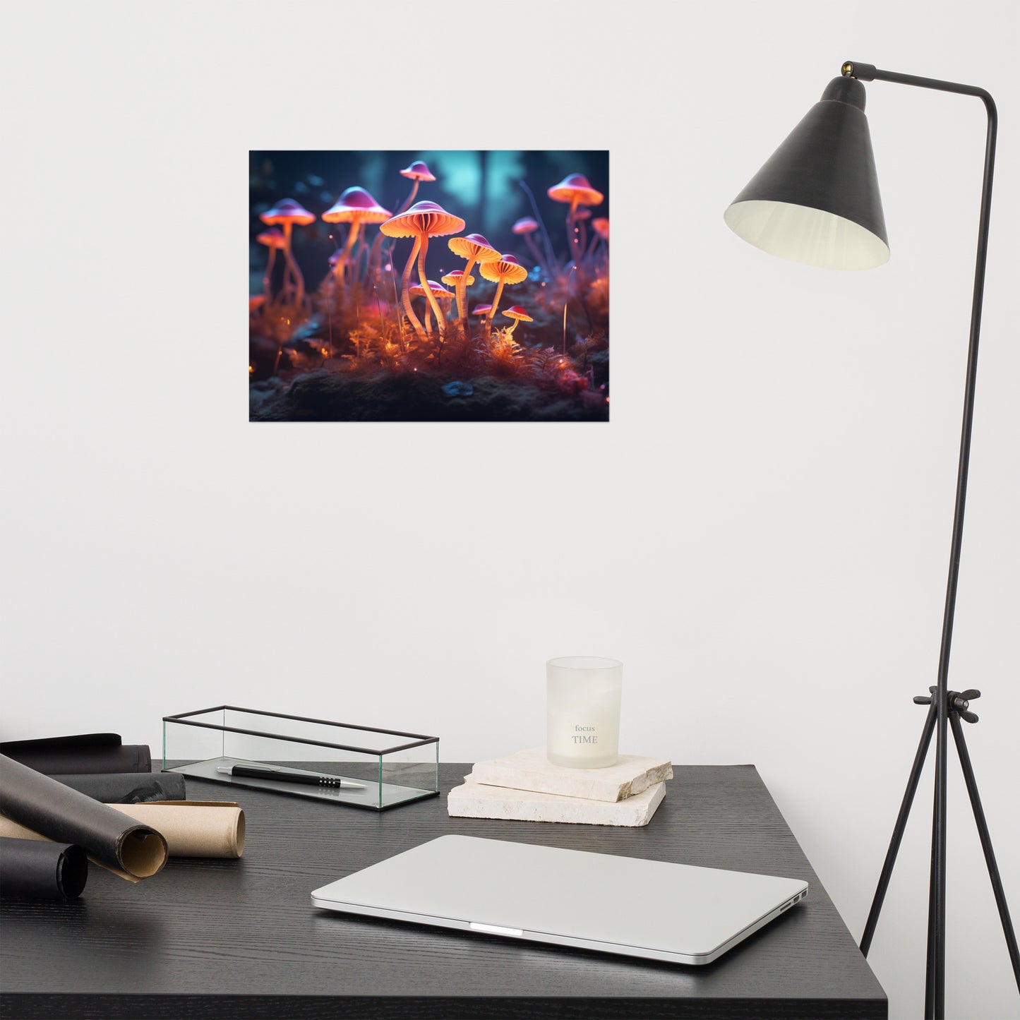 Cool Abstract Art: "Neon Nature Mushrooms" - Minimal / Modern / Botanical Unframed Print