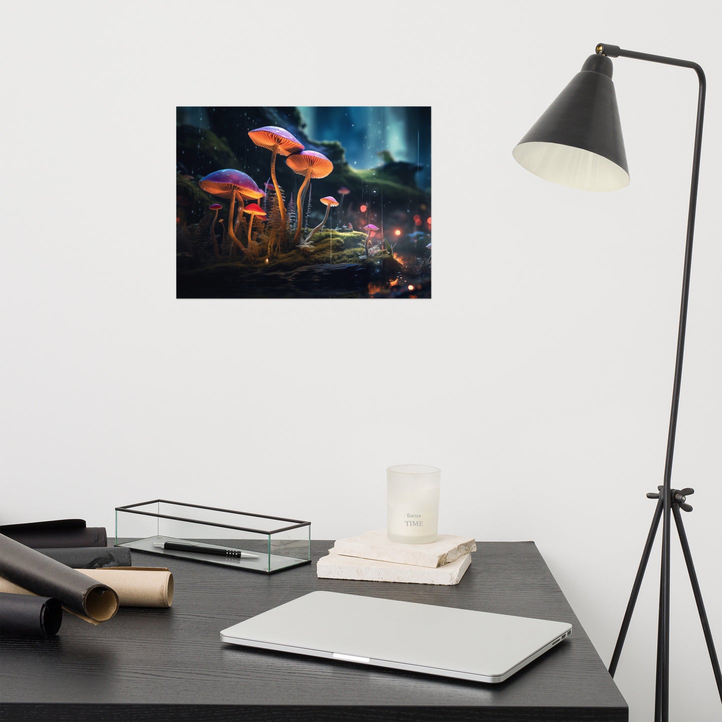Abstract Decor: "Glowing Guardians" - Mushrooms - Minimal / Modern / Botanical Unframed Art Print