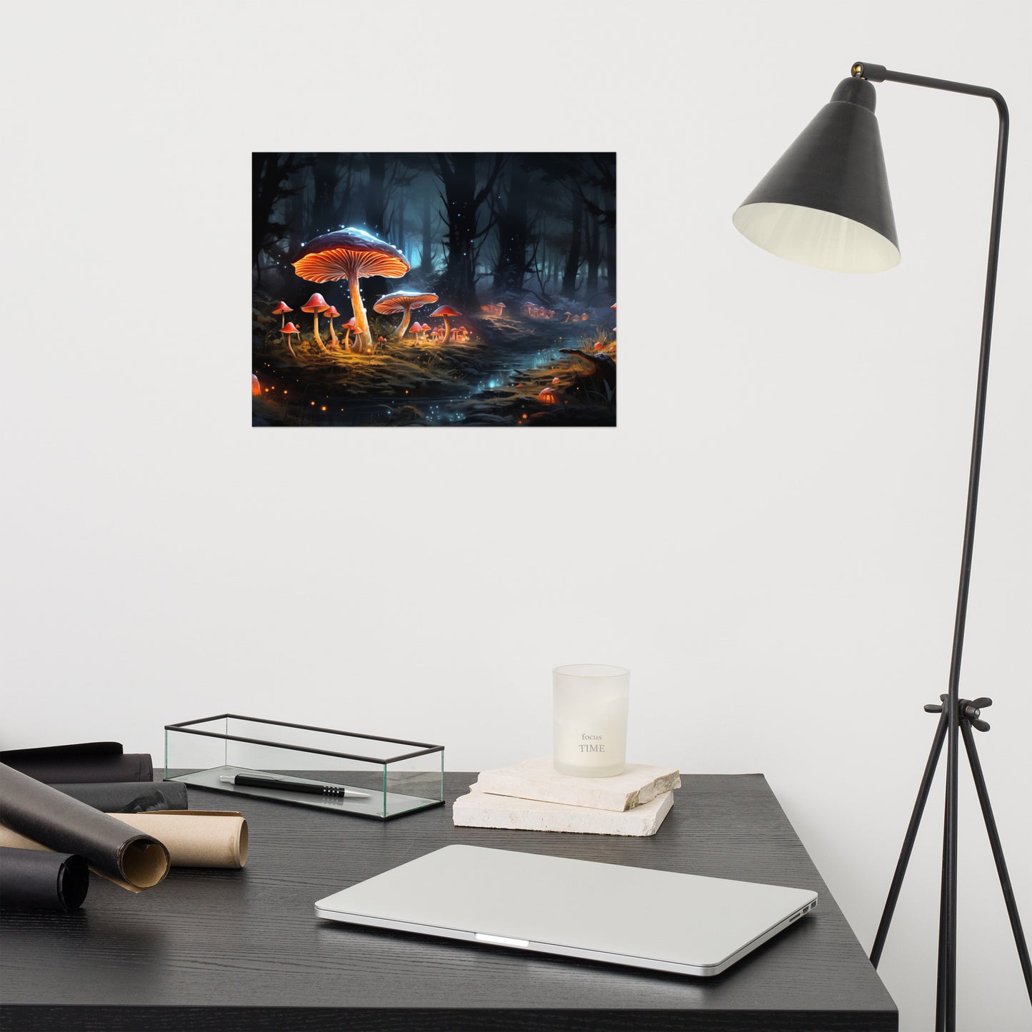 Modern Surrealism: "Fungus Lantern" Mushrooms - Abstract / Minimal / Botanical Unframed Art Print