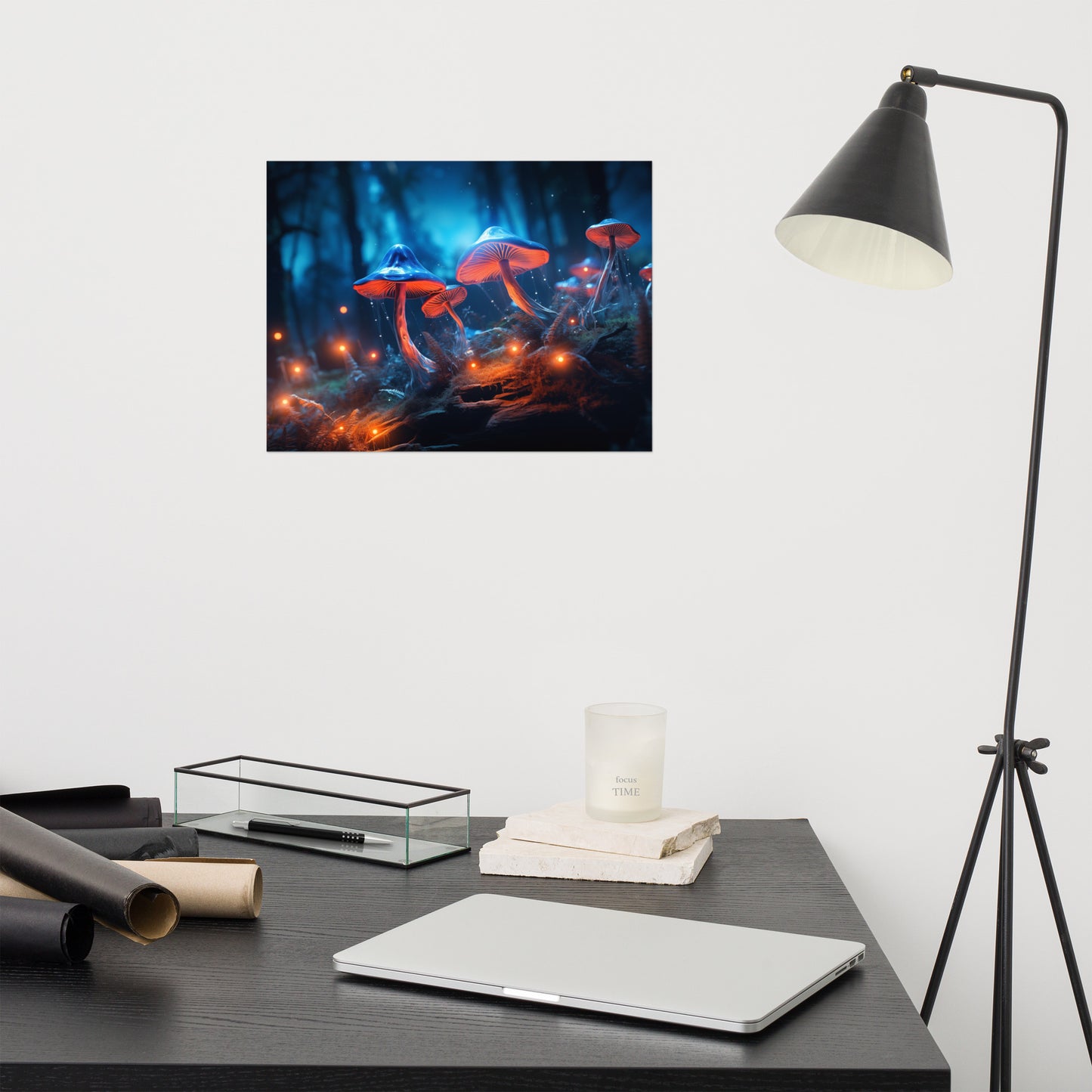 Modern Botanical Wall Art: "Glowshrooms Luminous Life" Mushrooms - Abstract / Minimal Loose Print