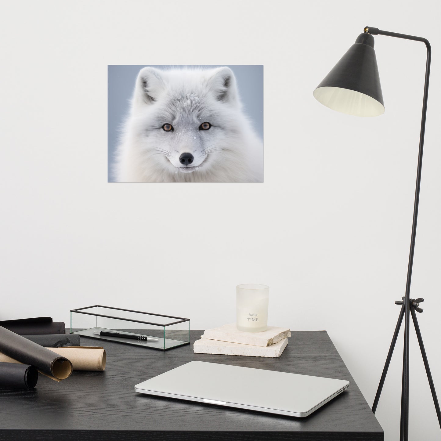 Arctic Fox in Winter Coat Photorealism - Digital Artwork Loose Print