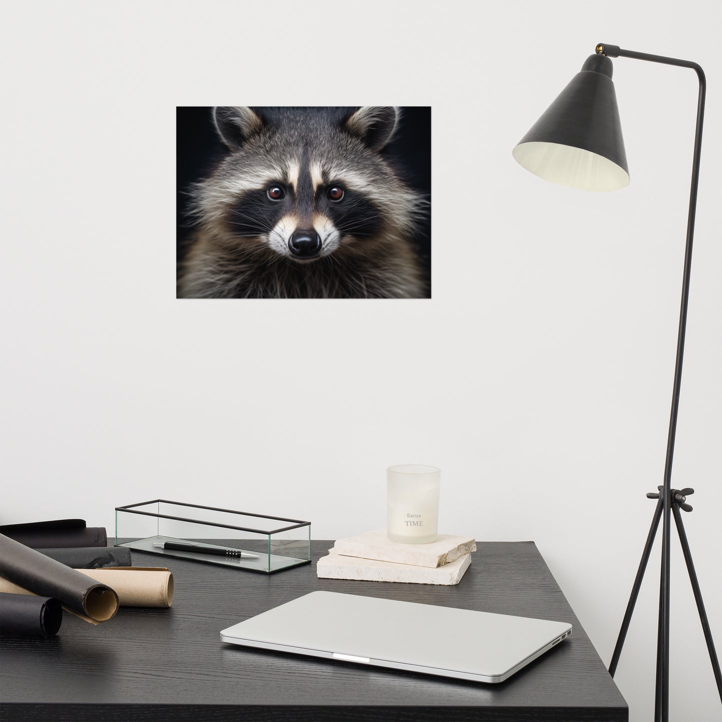 Bandit Eyes Raccoon Portrait Photorealism Painting- Digital Artwork Loose Print