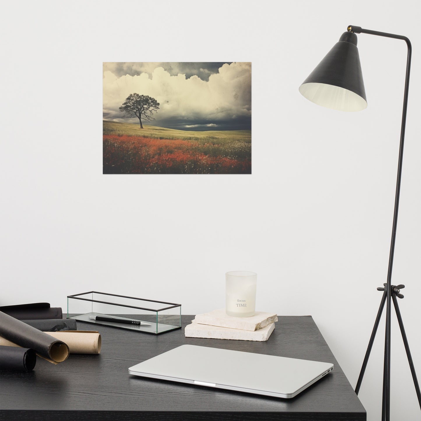 Beneath a Weathered Sky Subdued Retro Rustic Photorealism Painting - Digital Artwork Loose Art Print