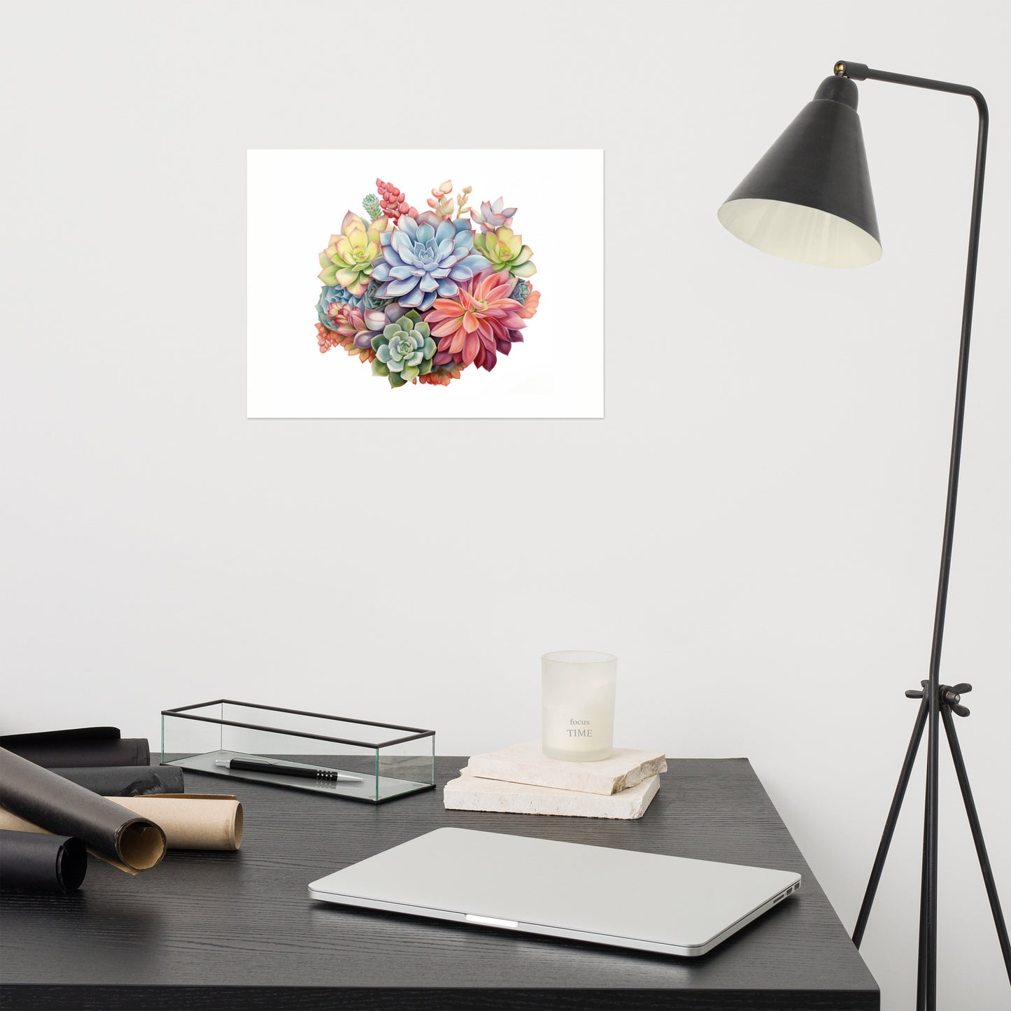 Blooming Succulents Watercolor Painting - Digital Artwork Loose Art Print