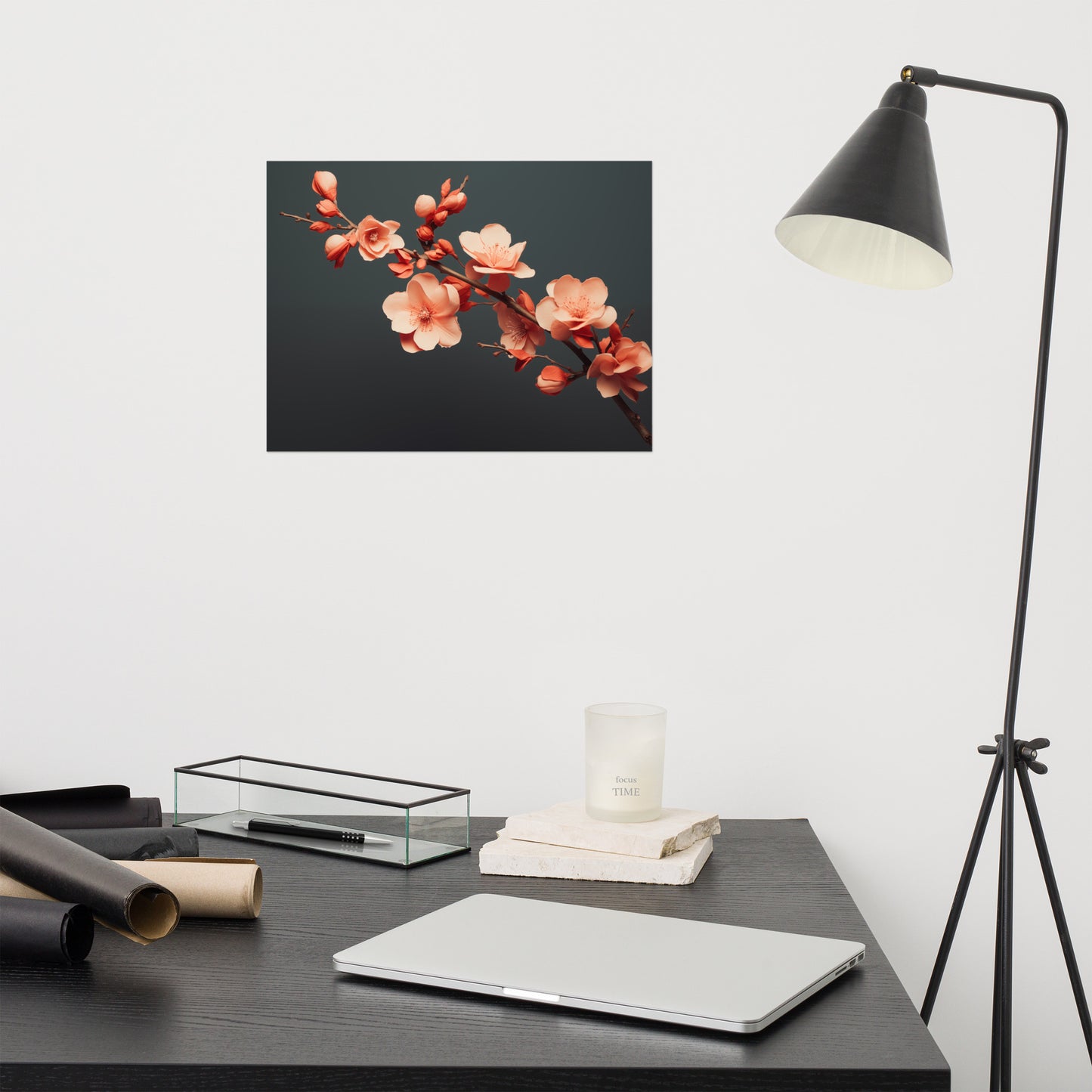 Blossom's Blush Coral Flowers Photorealism Painting - Digital Artwork Loose Art Print