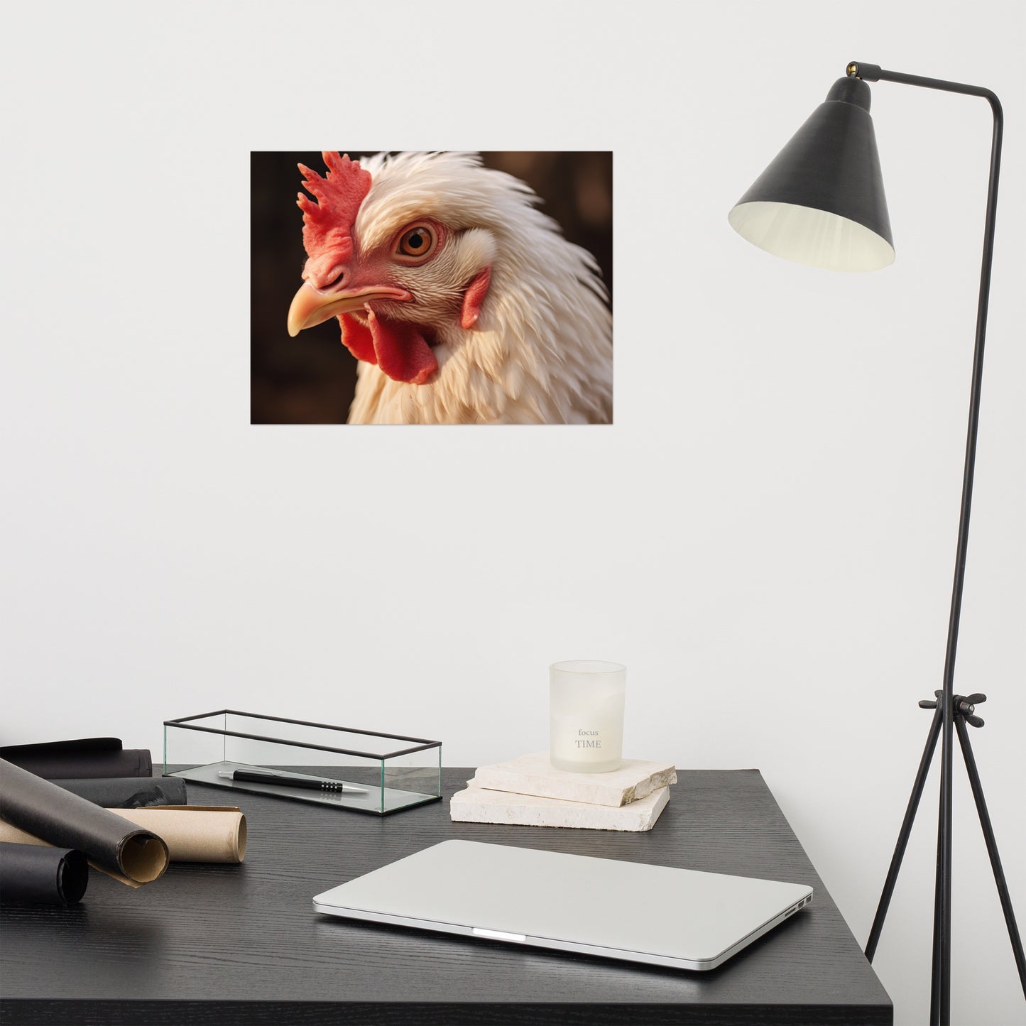 Brooding Beauty Chicken Photorealism Painting - Digital Artwork Loose Art Print