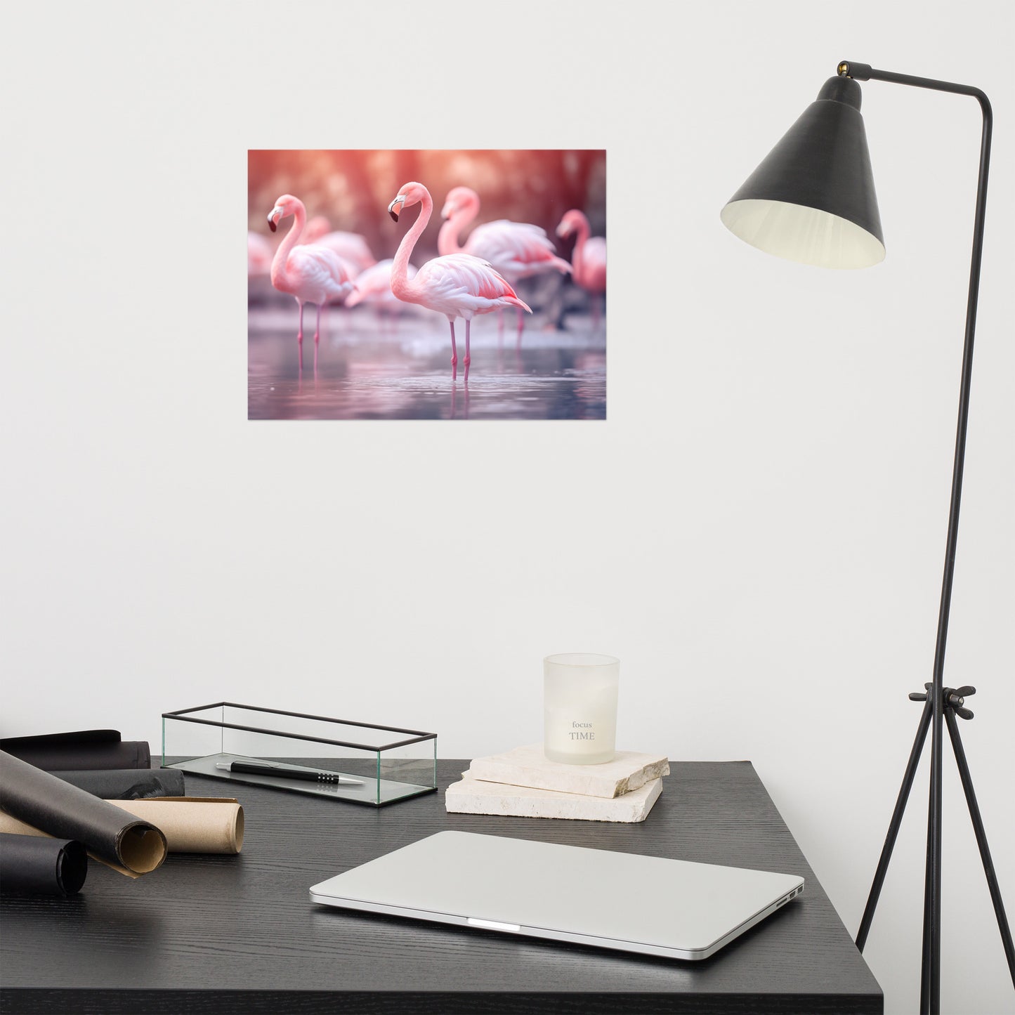 Harmony in Pink Wildlife Photorealistic Coastal Digital Artwork Loose Art Print