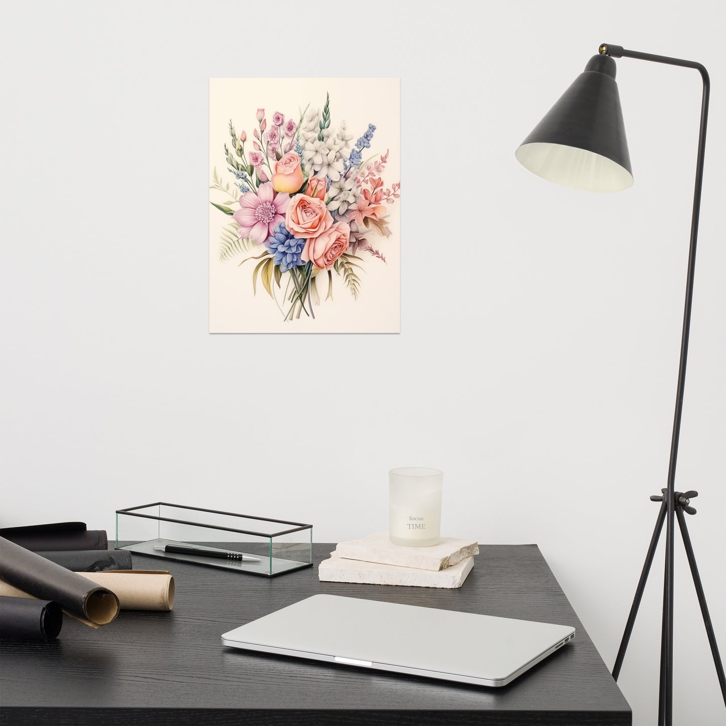 Impressionistic Floral Study Colorful Bouquet Color Pencil Drawing - Digital Artwork Loose Art Print