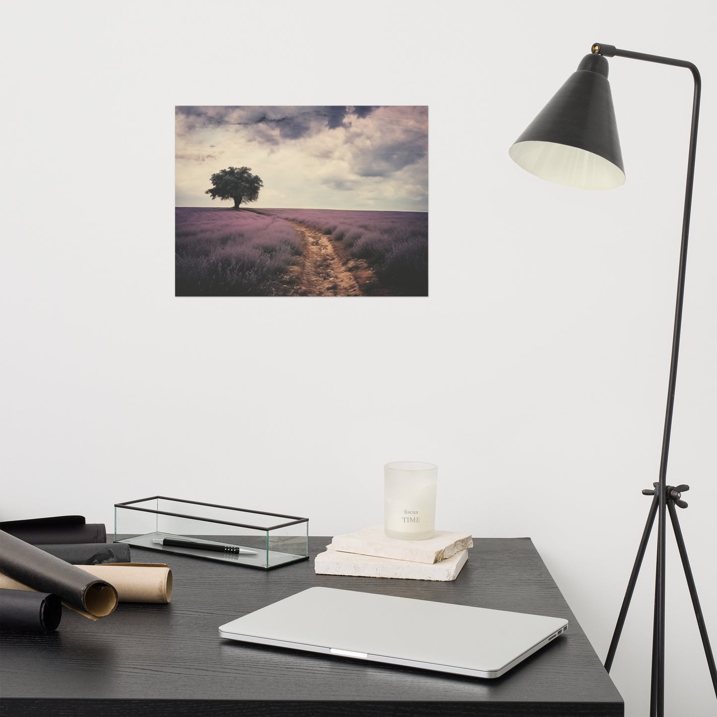 Lavender Dreamscape Minimal Floral Botanical Retro Subdued Photorealism - Digital Artwork Loose Art Print