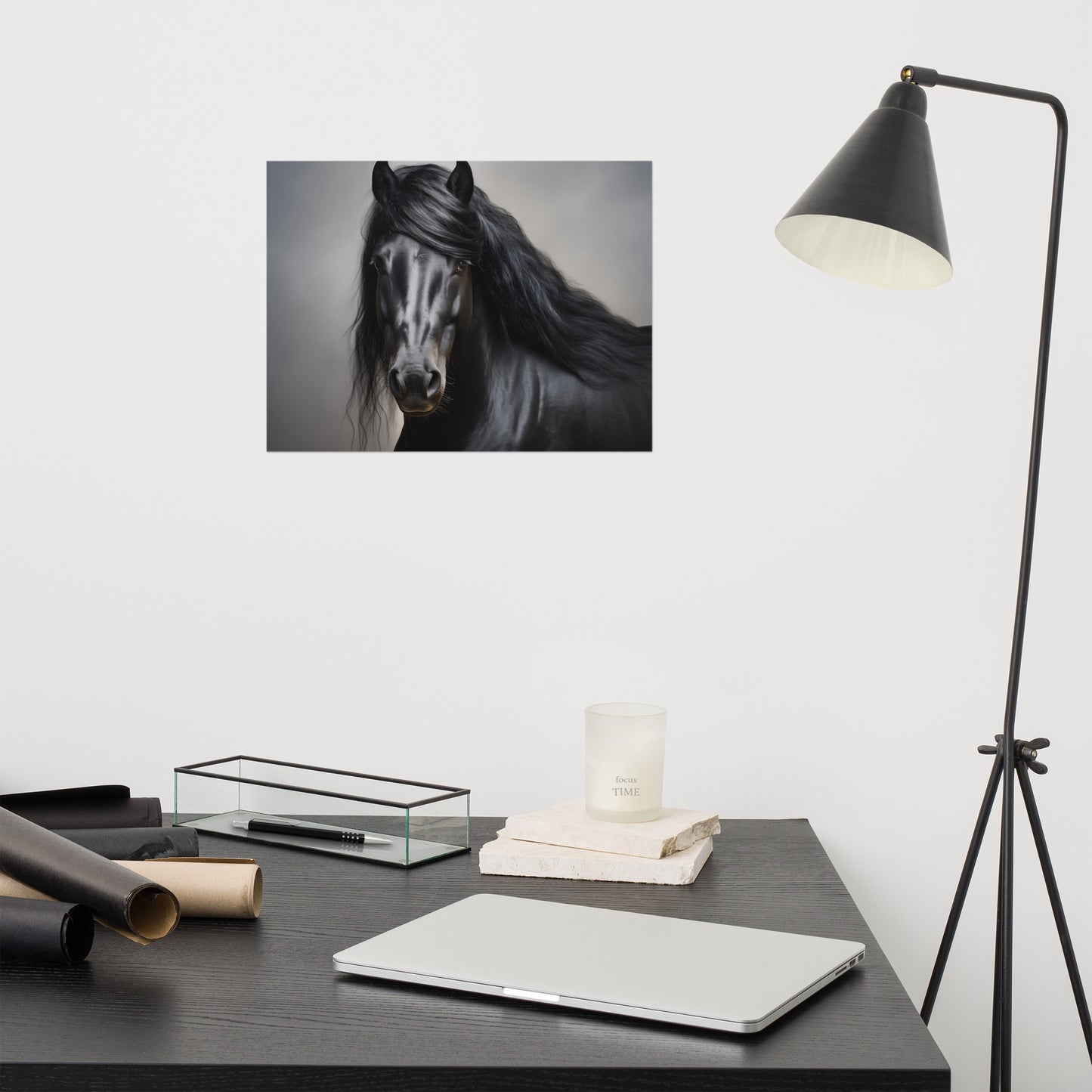 Black Beauty's Gaze Photorealistic Painting - Digital Artwork Loose Art Print