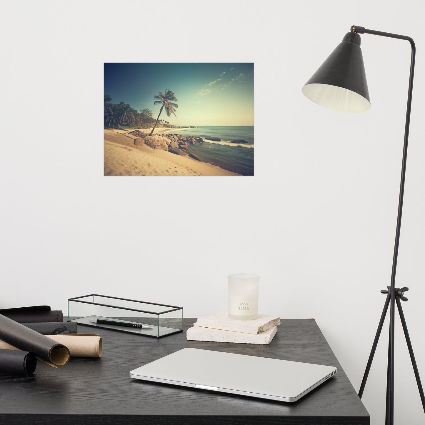 Seaside Serenity Subdued Retro Coastal Photorealism - Digital Artwork Loose Art Print