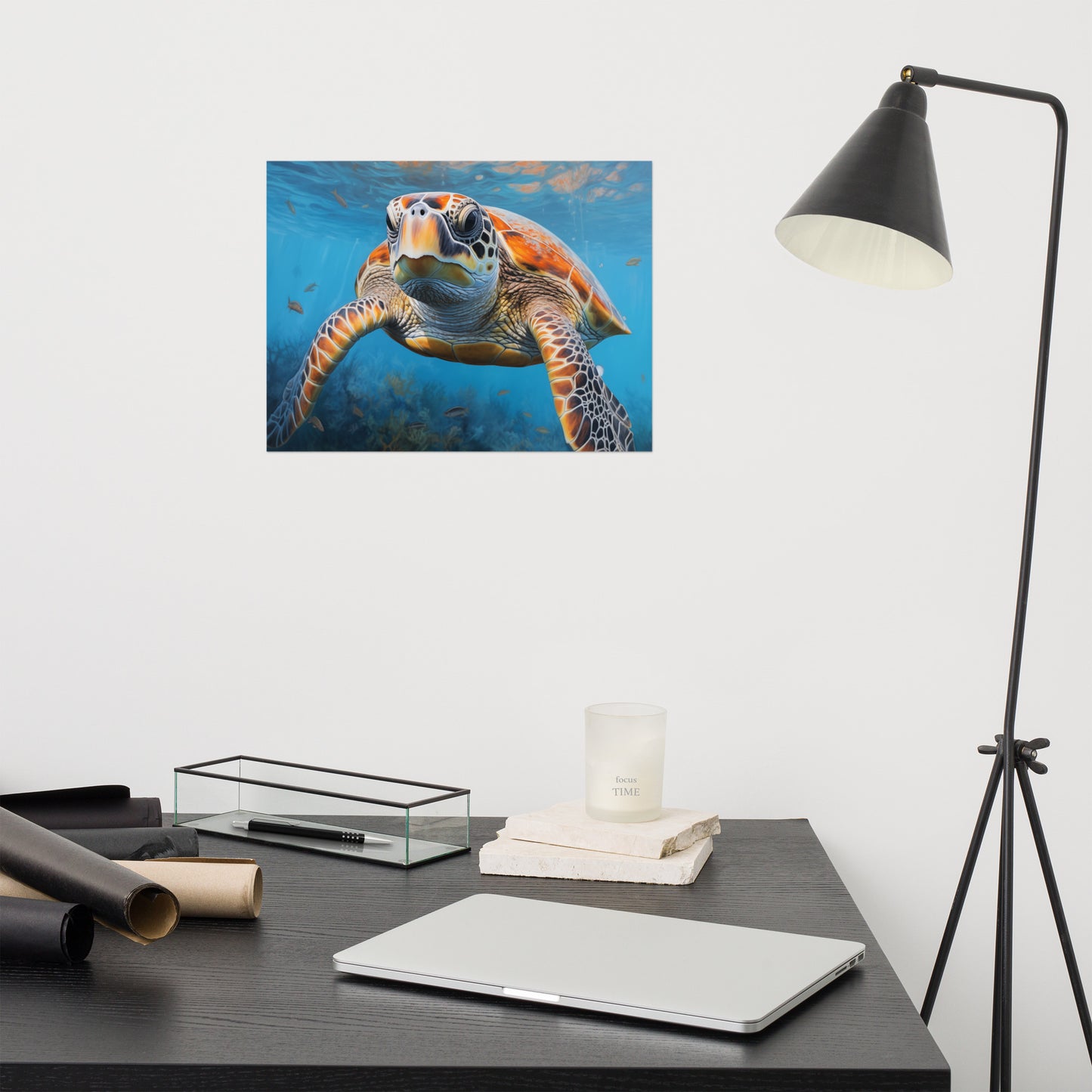 Serene Sentinel Sea Turtle Coastal Photorealism - Digital Artwork Loose Art Print