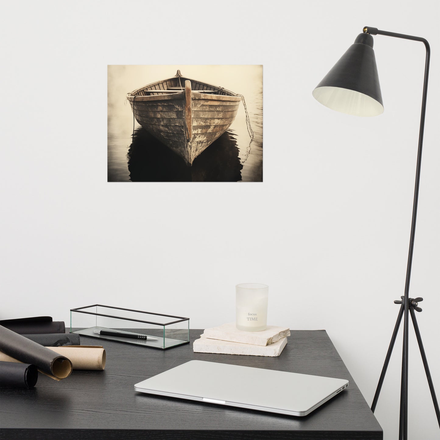 Solitary Sojourn Subdued Retro Coastal Photorealism - Digital Artwork Loose Art Print