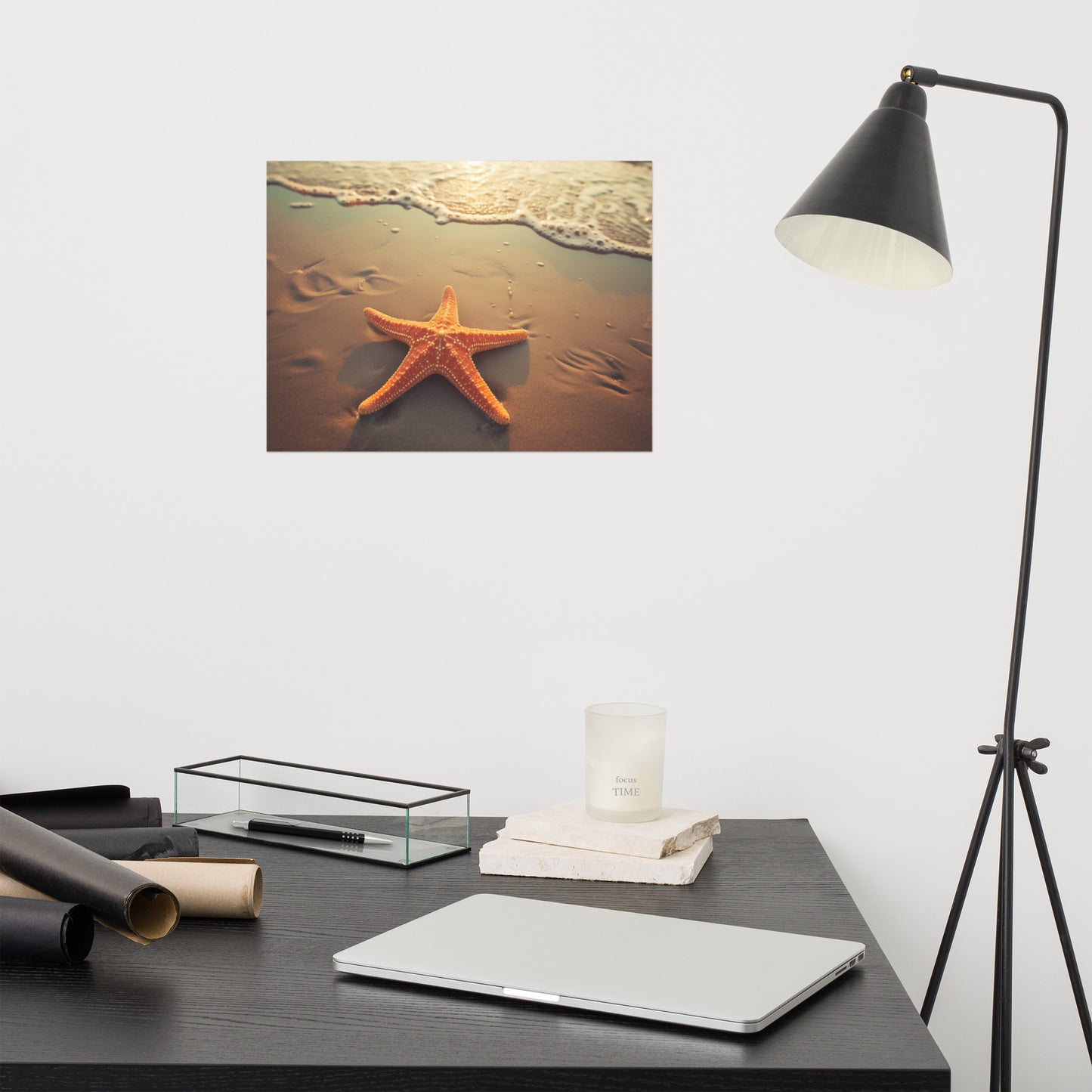Star of the Shore Starfish on Beach Photorealism - Digital Artwork Loose Art Print