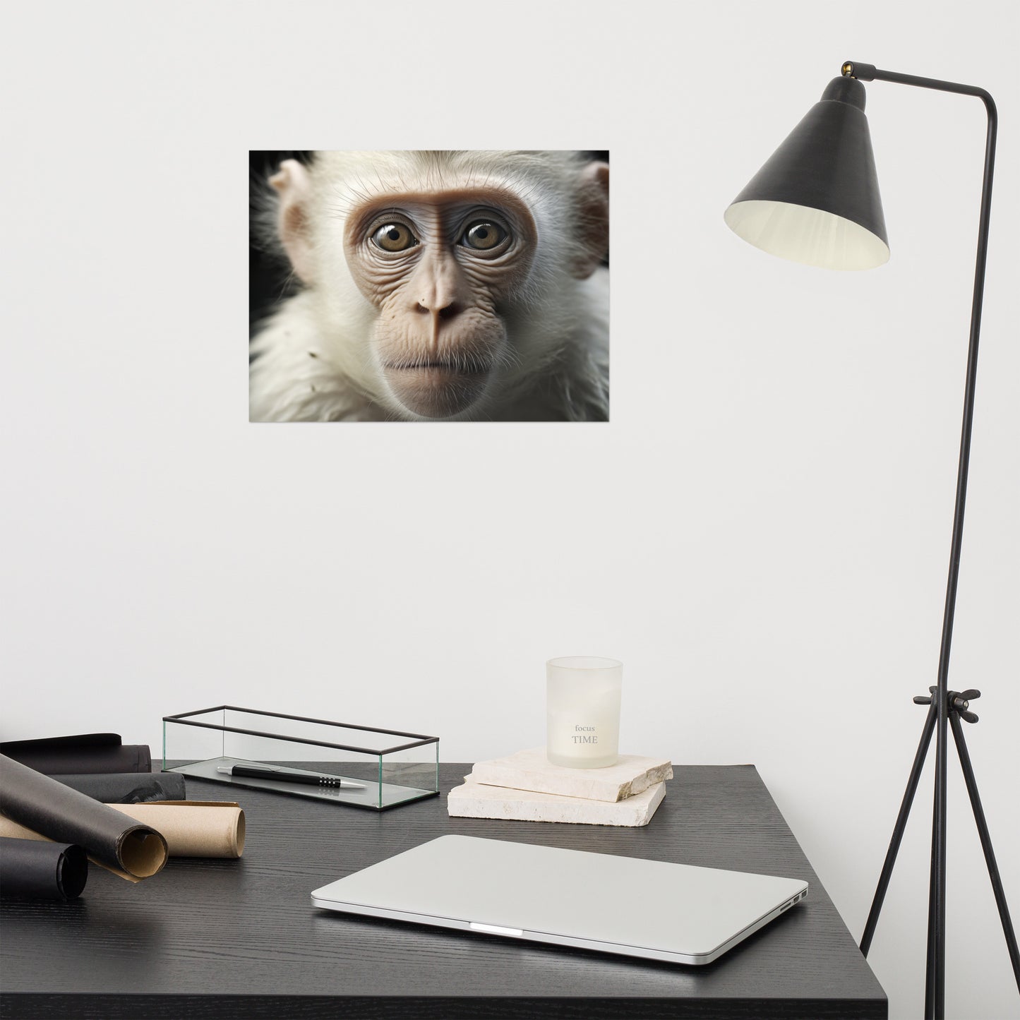 The Curious Gaze of a Monkey - Monkey Close-up Photorealism - Digital Artwork Loose Art Print