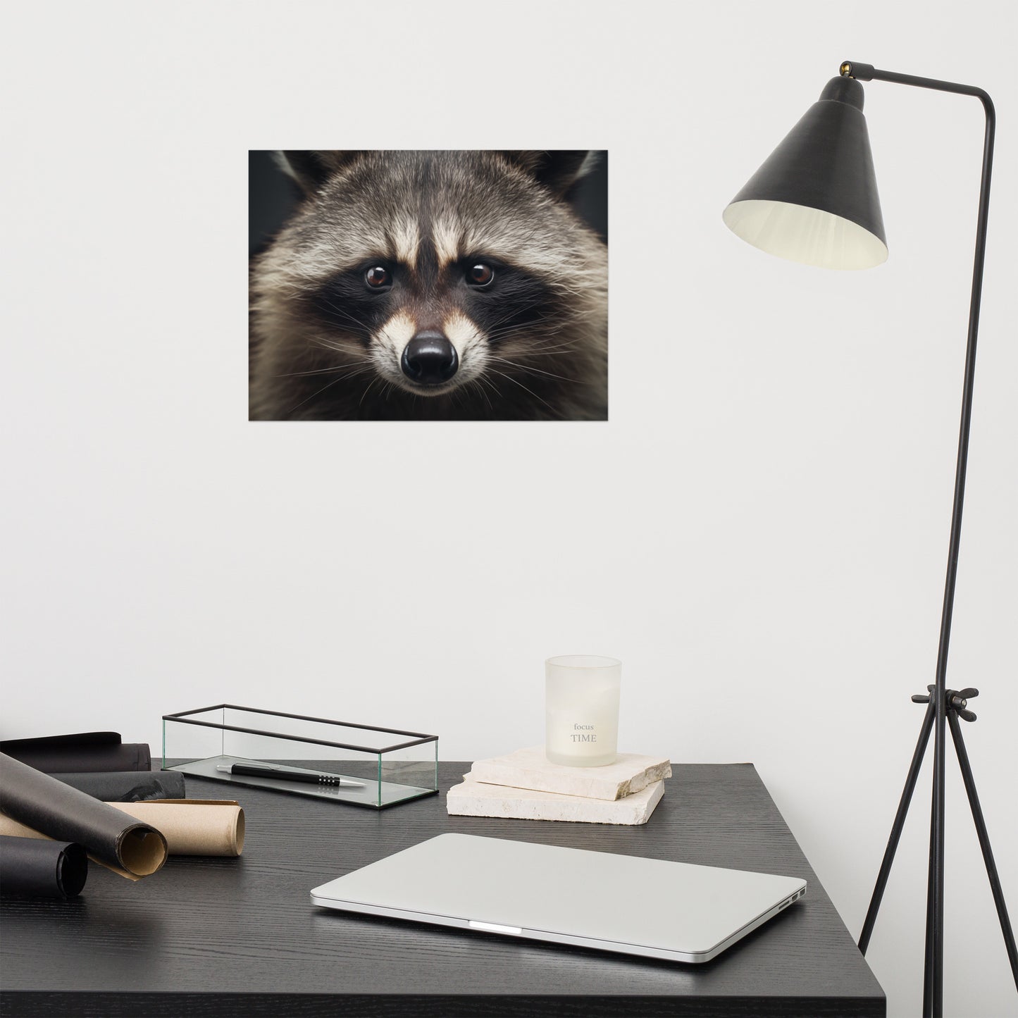The Curious Raccoon Portrait Photorealism - Digital Artwork Loose Art Print