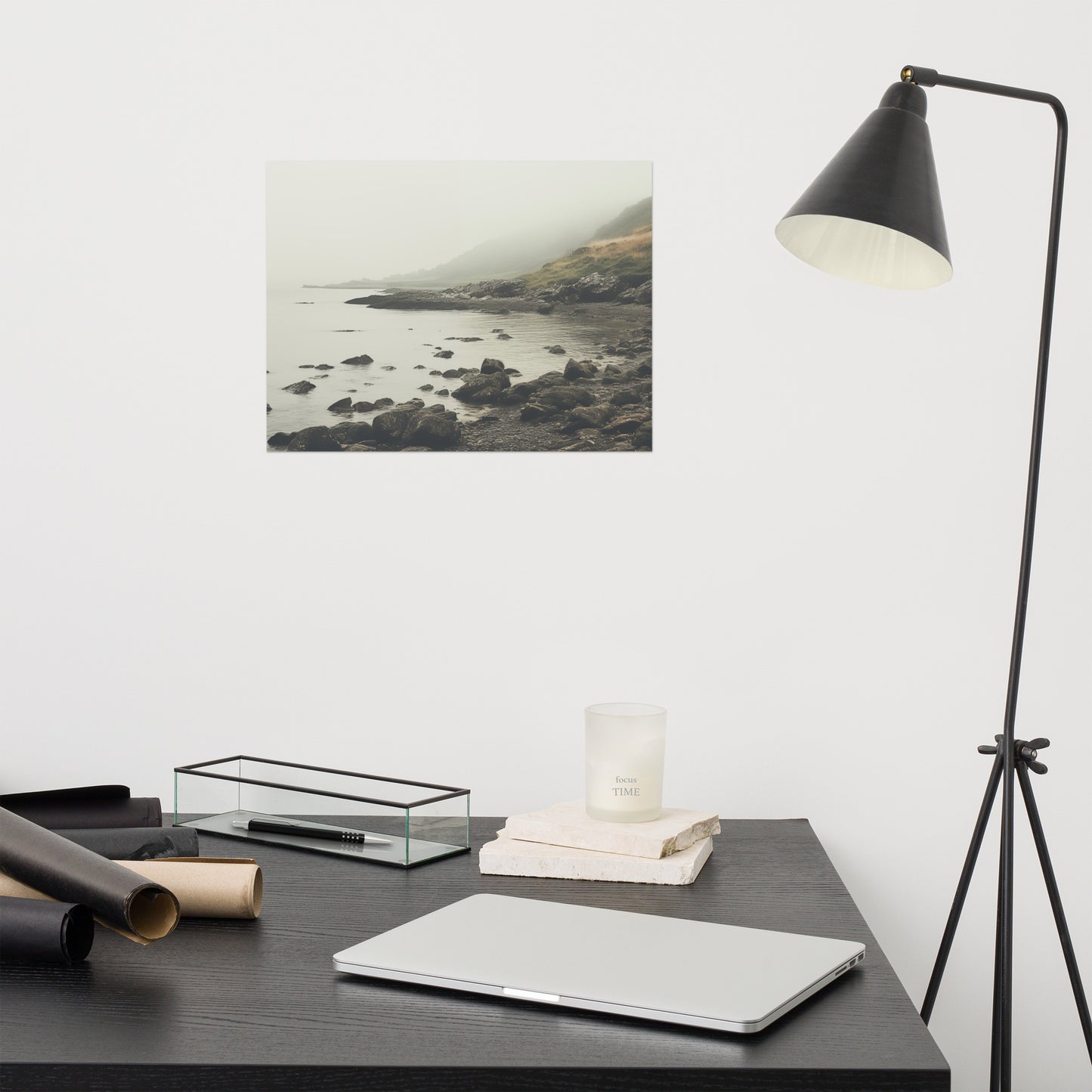 Vintage Coastline Subdued Retro Photorealism - Digital Artwork Loose Art Print