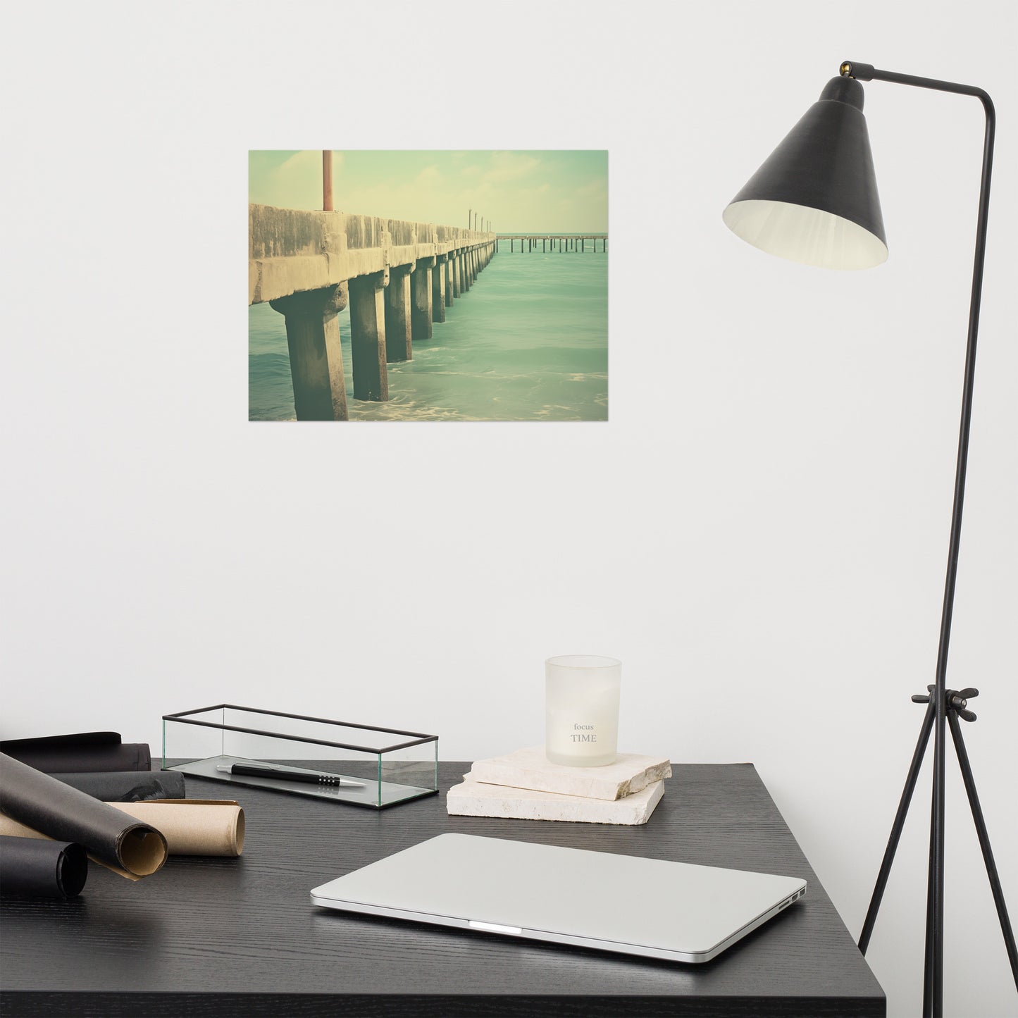 Vintage Paradise Subdued Retro Coastal Photorealistic Digital Artwork Loose Art Print