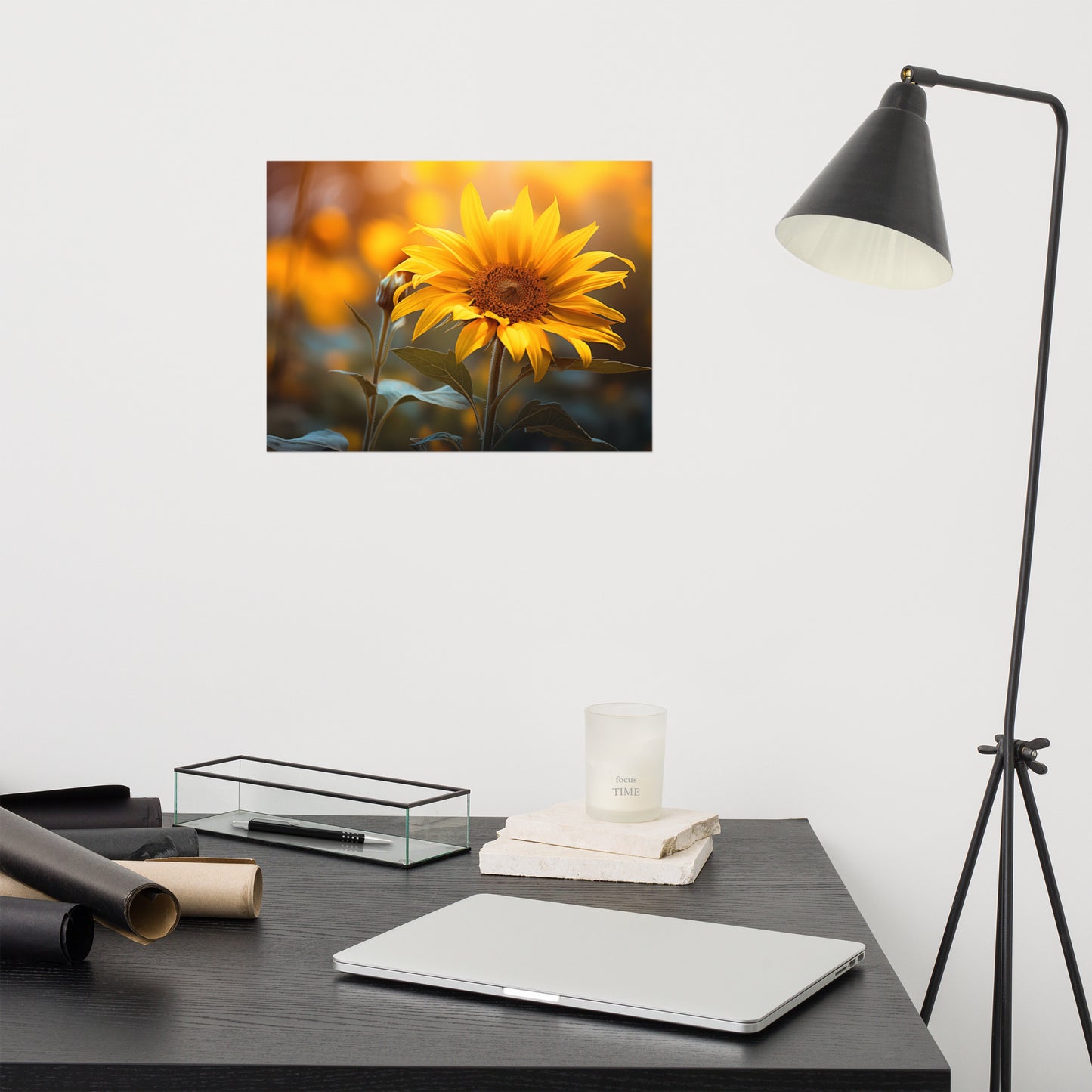 Where the Sunflowers Meet the Sun Photorealism - Digital Artwork Loose Art Print
