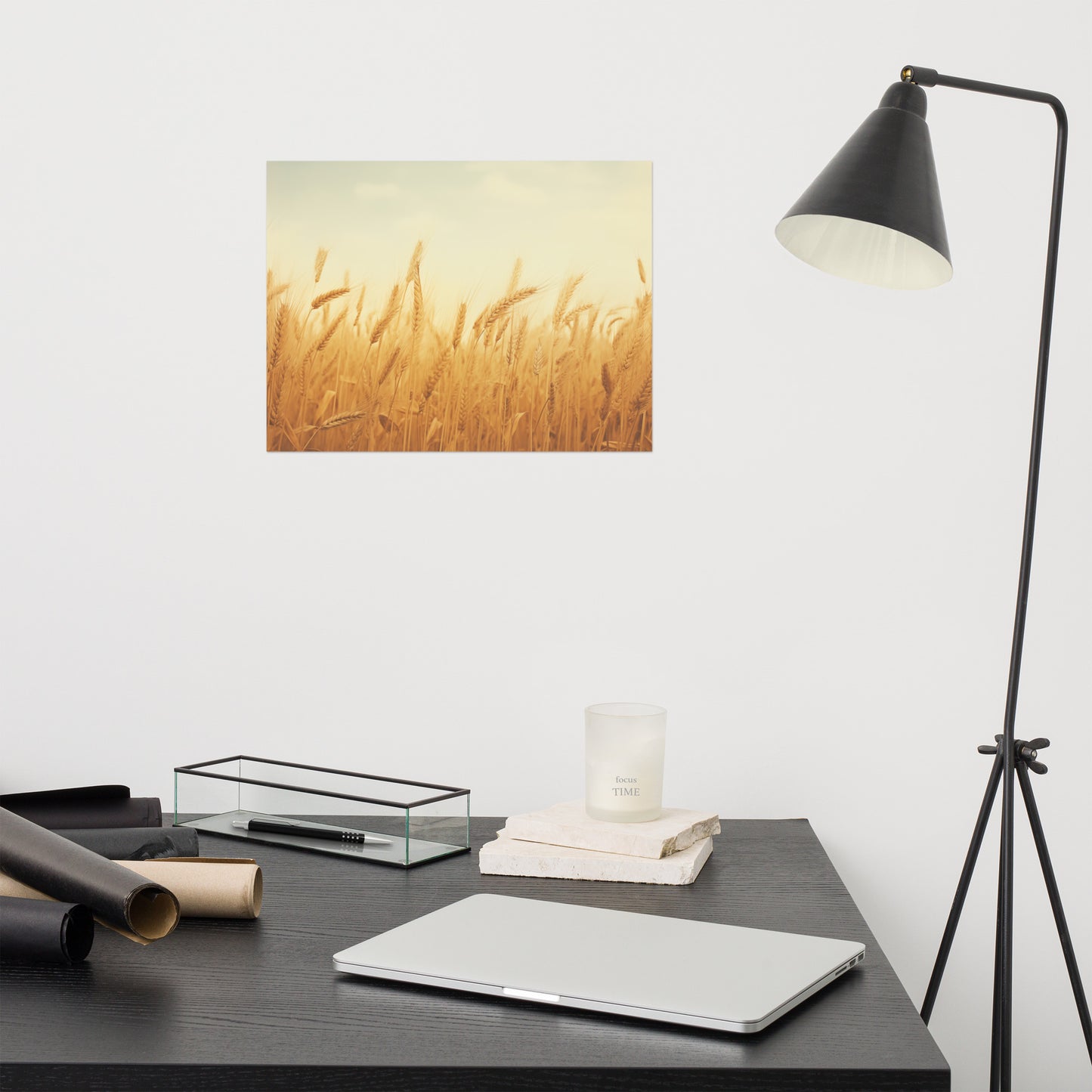 Whispering Wheat Minimal Botanical Rustic Subdued Wheat Crops Photorealism - Digital Artwork Loose Art Print
