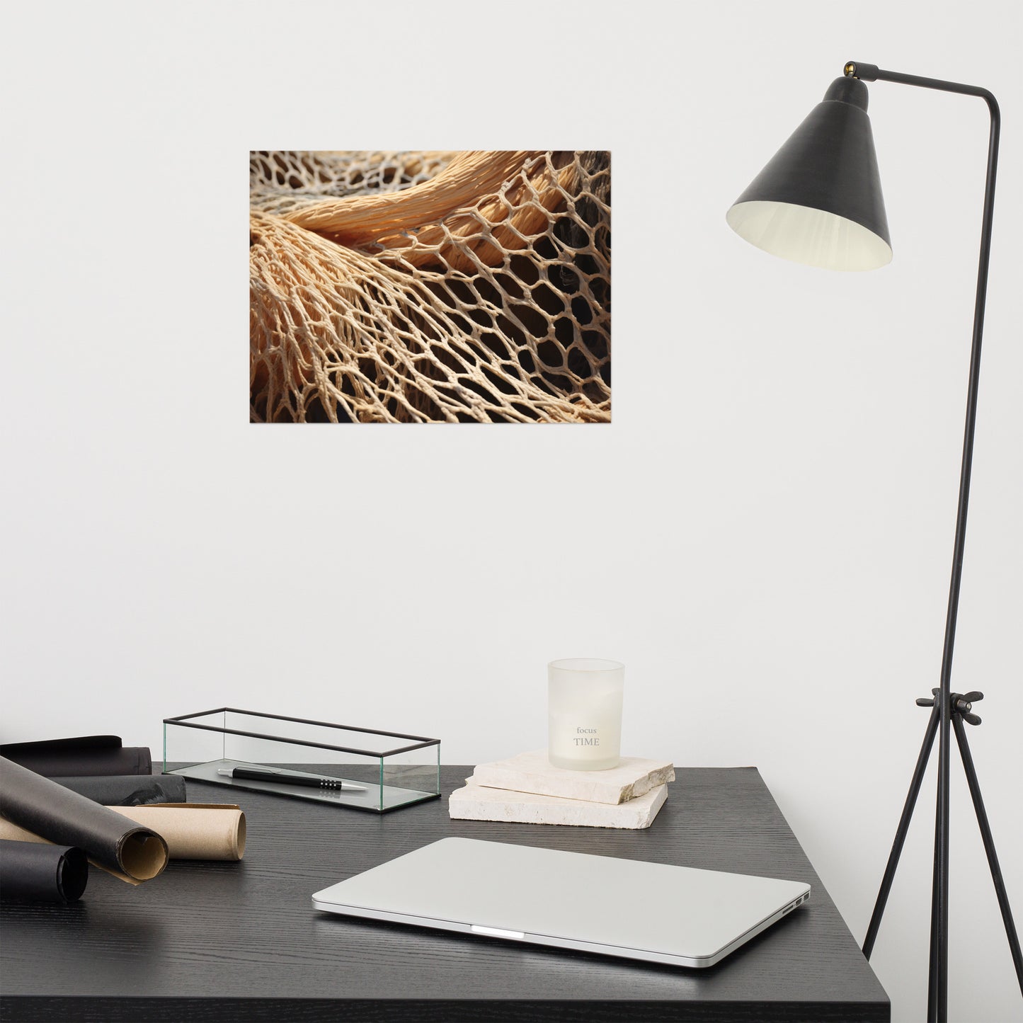 Woven Dreams Fishing Net Abstract Photorealism - Digital Artwork Loose Art Print