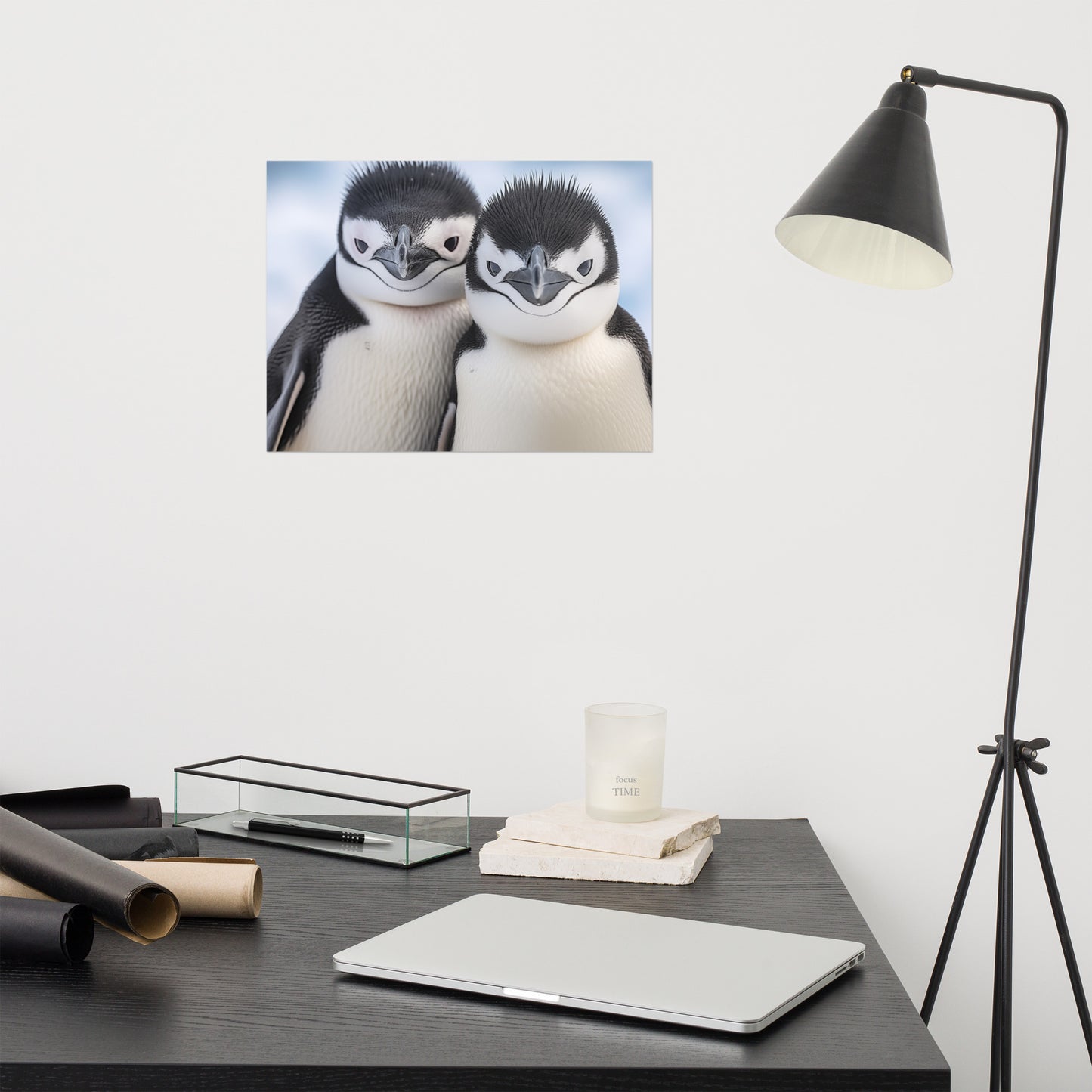 Young Penguin with Inquisitive Eyes Photorealism - Digital Artwork Loose Art Print