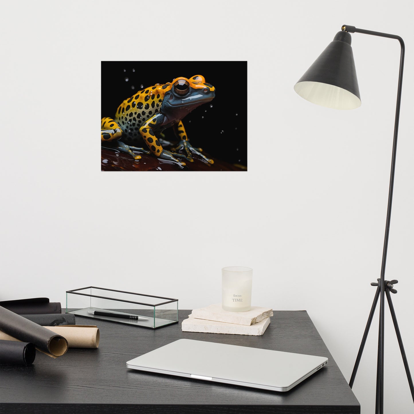 Vibrant Visitor Poison Dart Frog Close-up Photorealism - Digital Artwork Loose Art Print