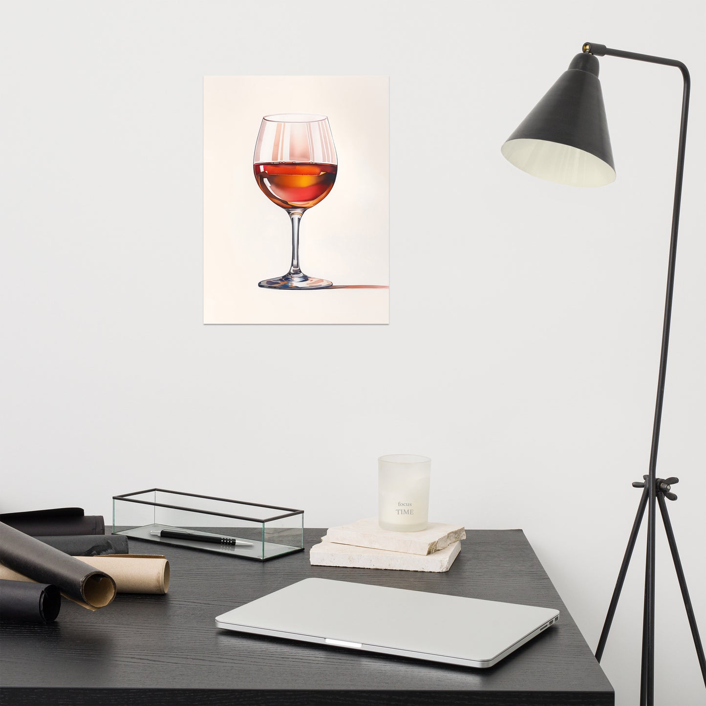 Wine Glass Minimal Watercolor Painting - Digital Artwork - Unframed Print