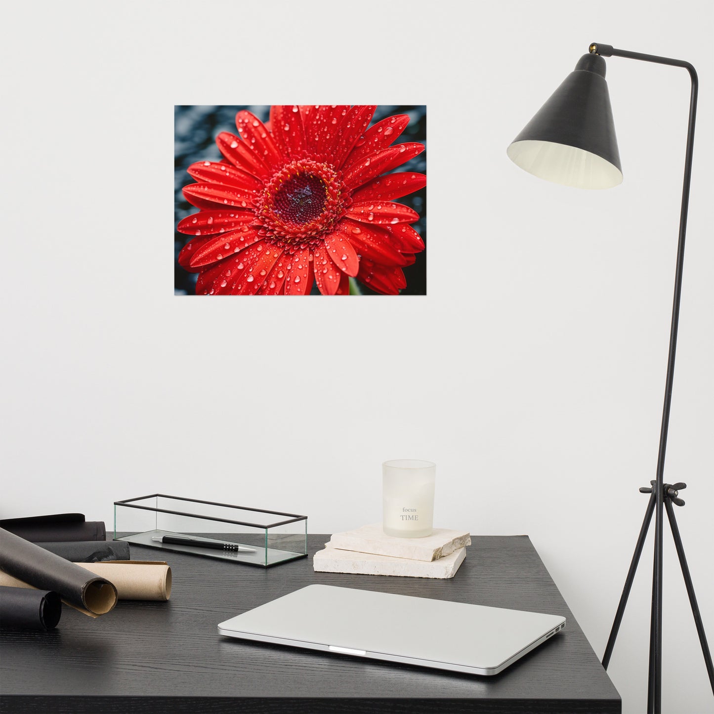After the Rain Gerbera Daisy Realism Painting Digital Artwork Loose Art Print
