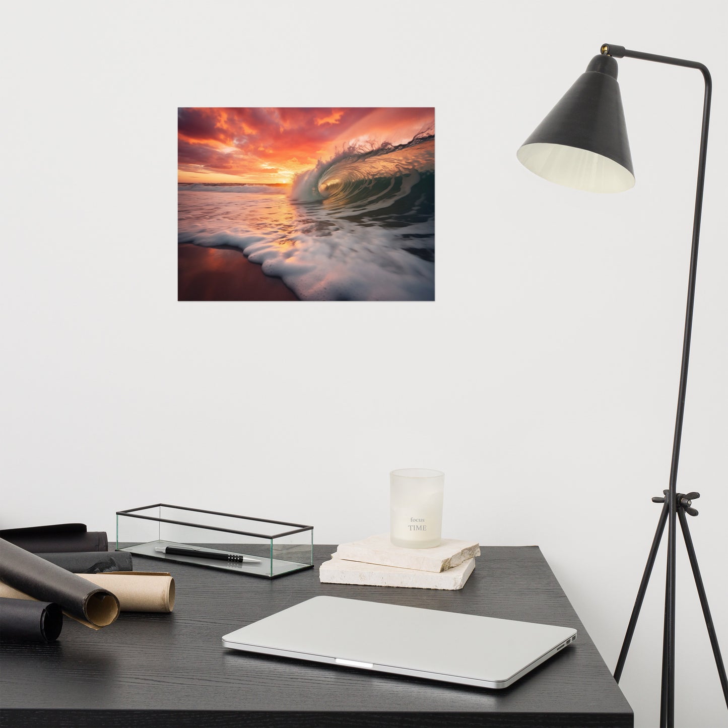 Golden Barrel Coastal Photorealistic Digital Painting Artwork Loose Art Print