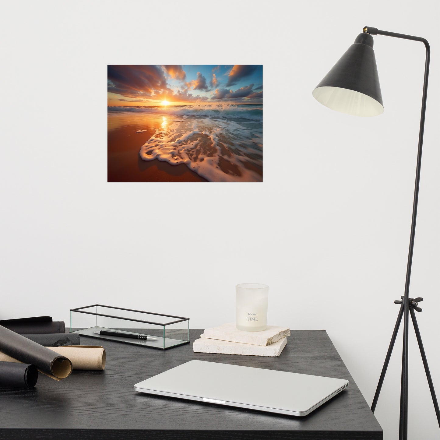 Ocean's Ember Realism Painting Digital Artwork Loose Art Print