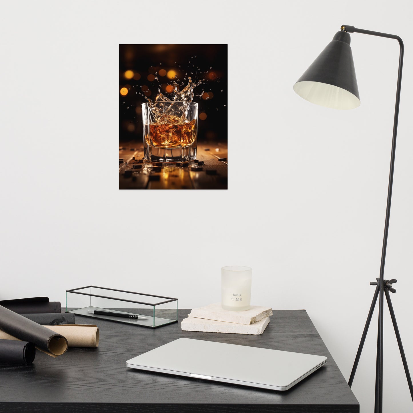 Whisky Splash Realism Painting Digital Artwork Loose Art Print