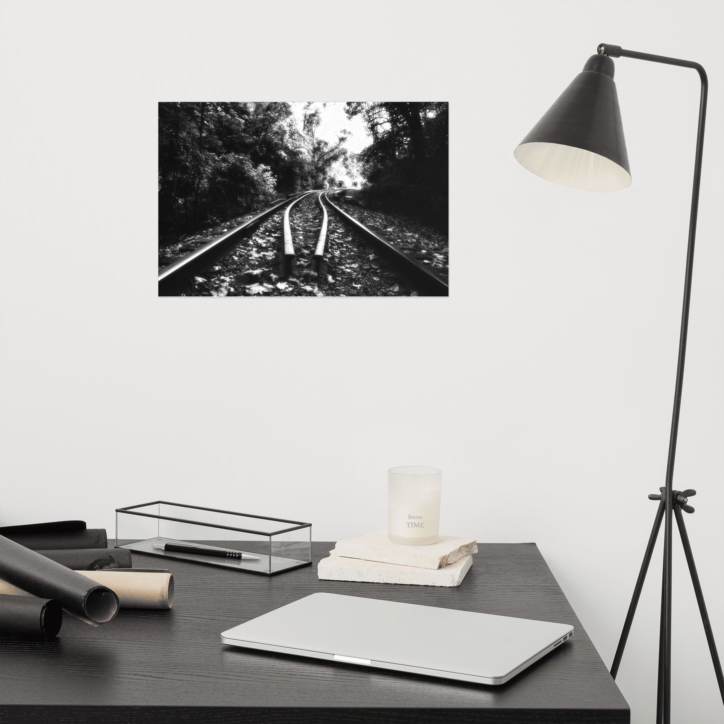 Lead Me Into The Light Black and White Rustic Industrial Farmhouse Style Landscape Photo Loose Wall Art Prints