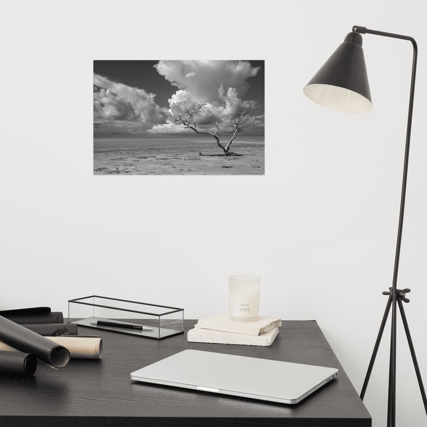 Wanderlust Black and White Coastal Landscape Photo Art Print