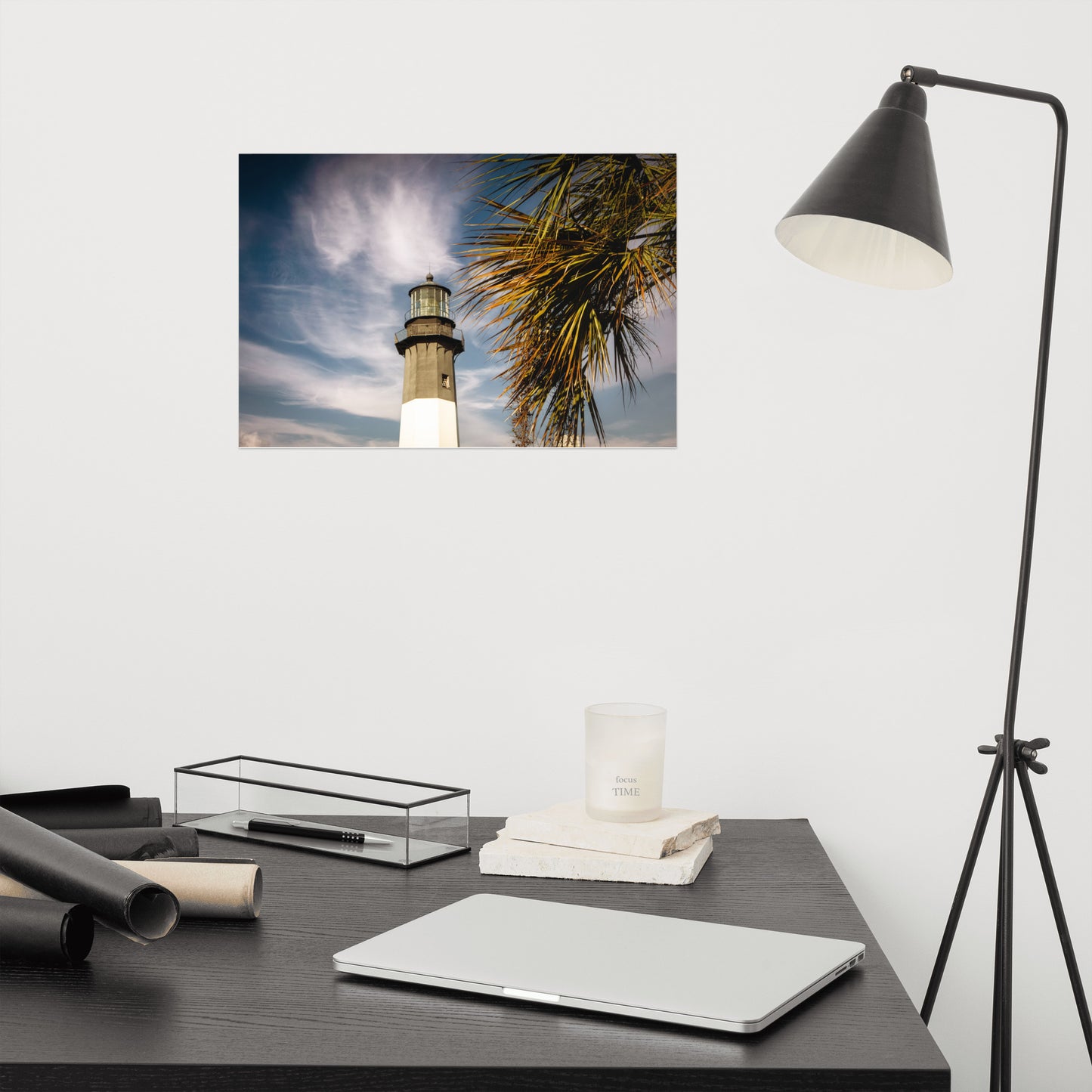 Tybee Island Lighthouse 2 Coastal Architectural Tropical Botanical Nature Photo Loose Wall Art Print