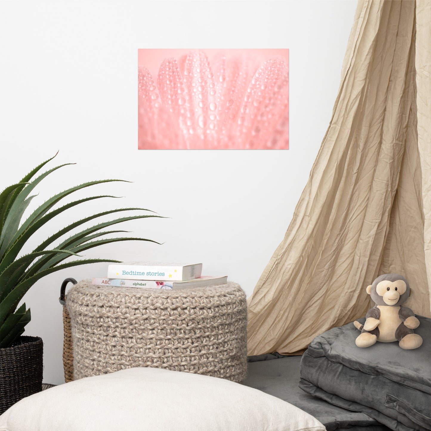 Vintage Flower Posters: Serenity Close-up Pink Daisy Floral Botanical Photograph Shabby Chic - Vintage Loose / Unframed Wall Art print
