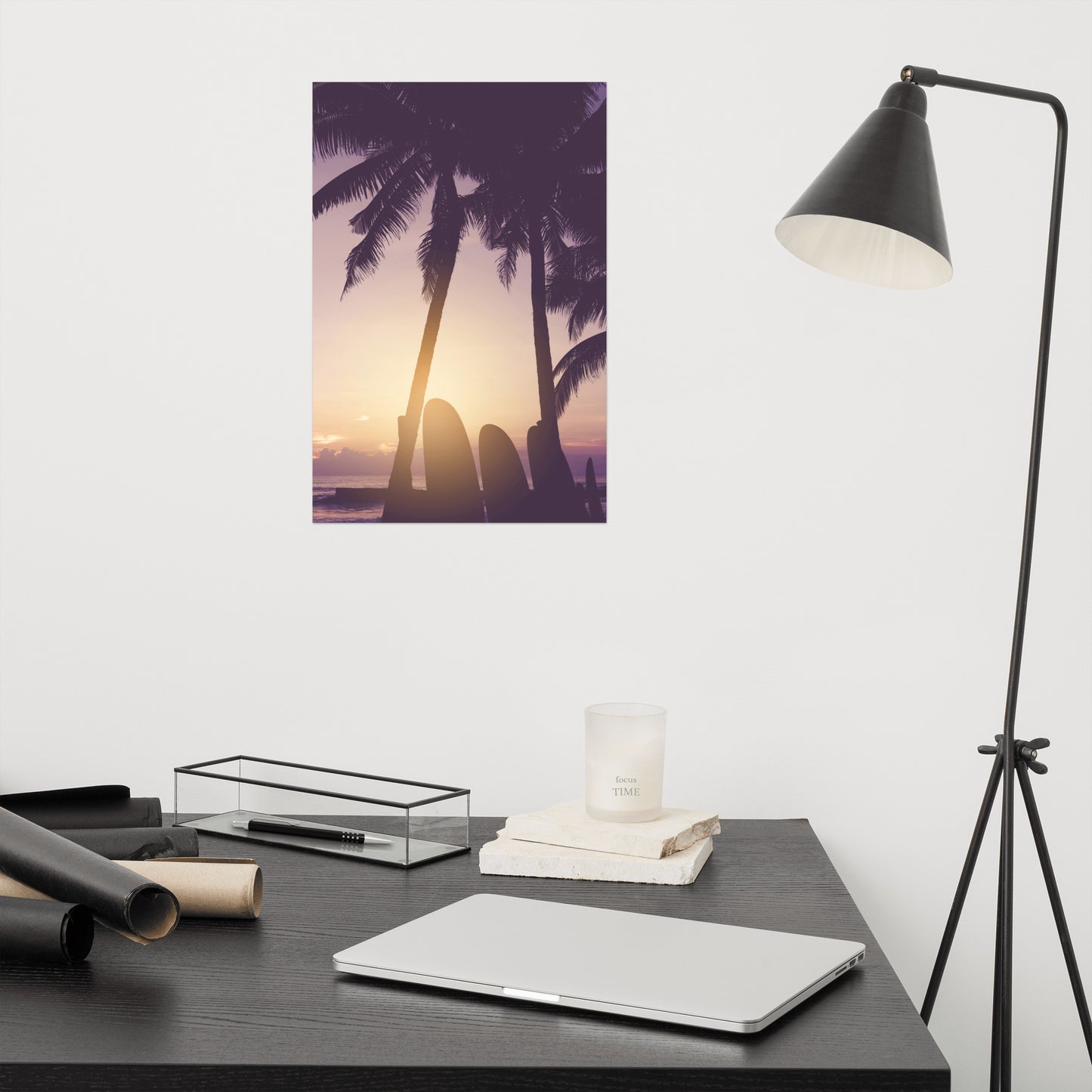 Surfer's Sunset Tropical Coastal Scene Lifestyle Photograph Loose Wall Art Print