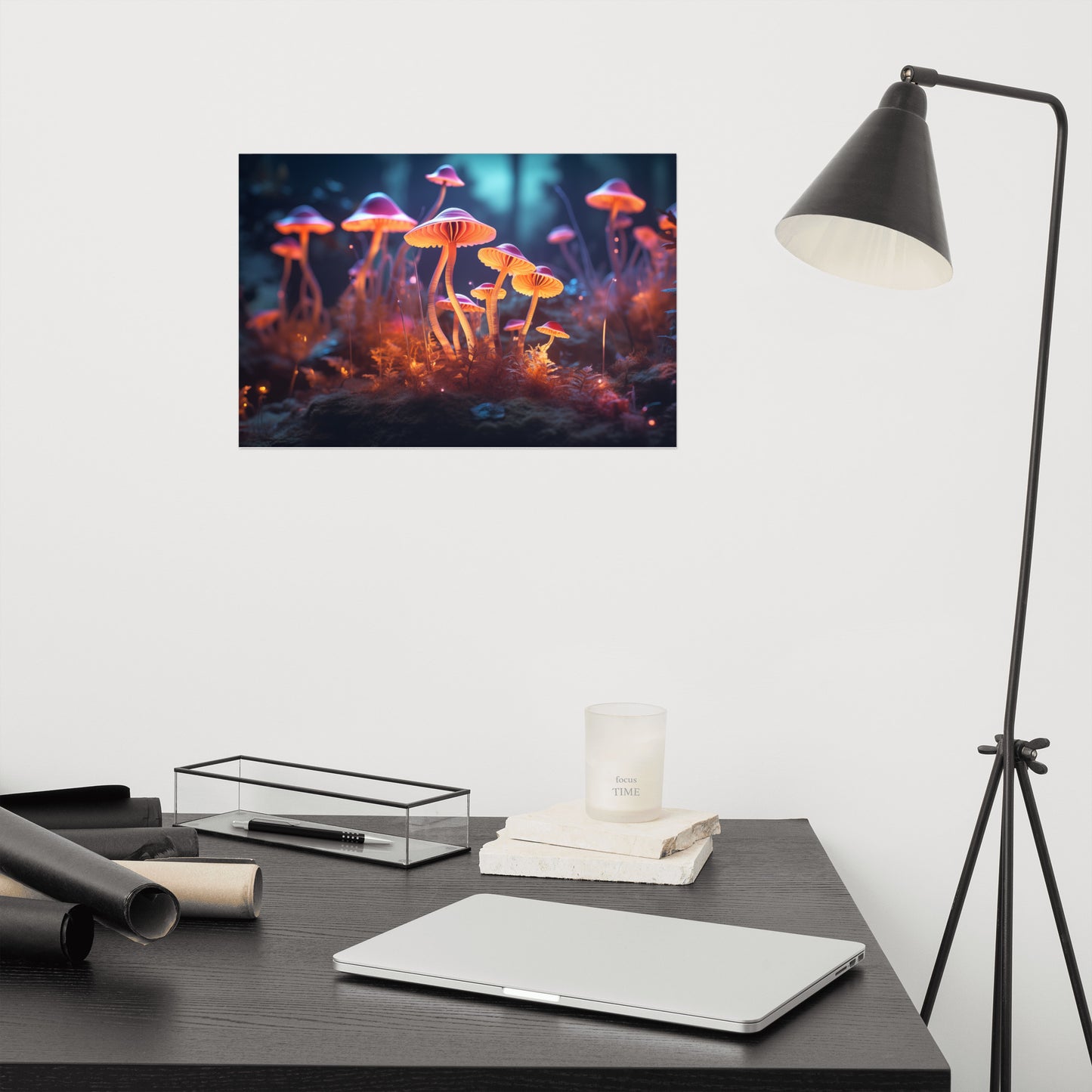Cool Abstract Art: "Neon Nature Mushrooms" - Minimal / Modern / Botanical Unframed Print