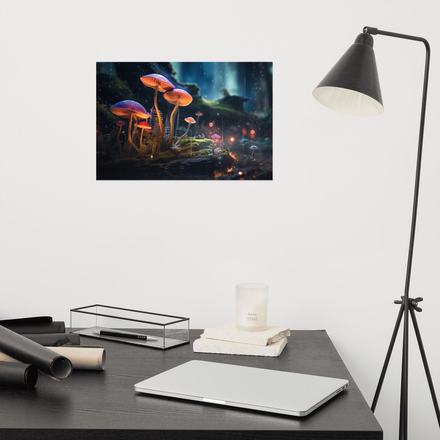 Abstract Decor: "Glowing Guardians" - Mushrooms - Minimal / Modern / Botanical Unframed Art Print