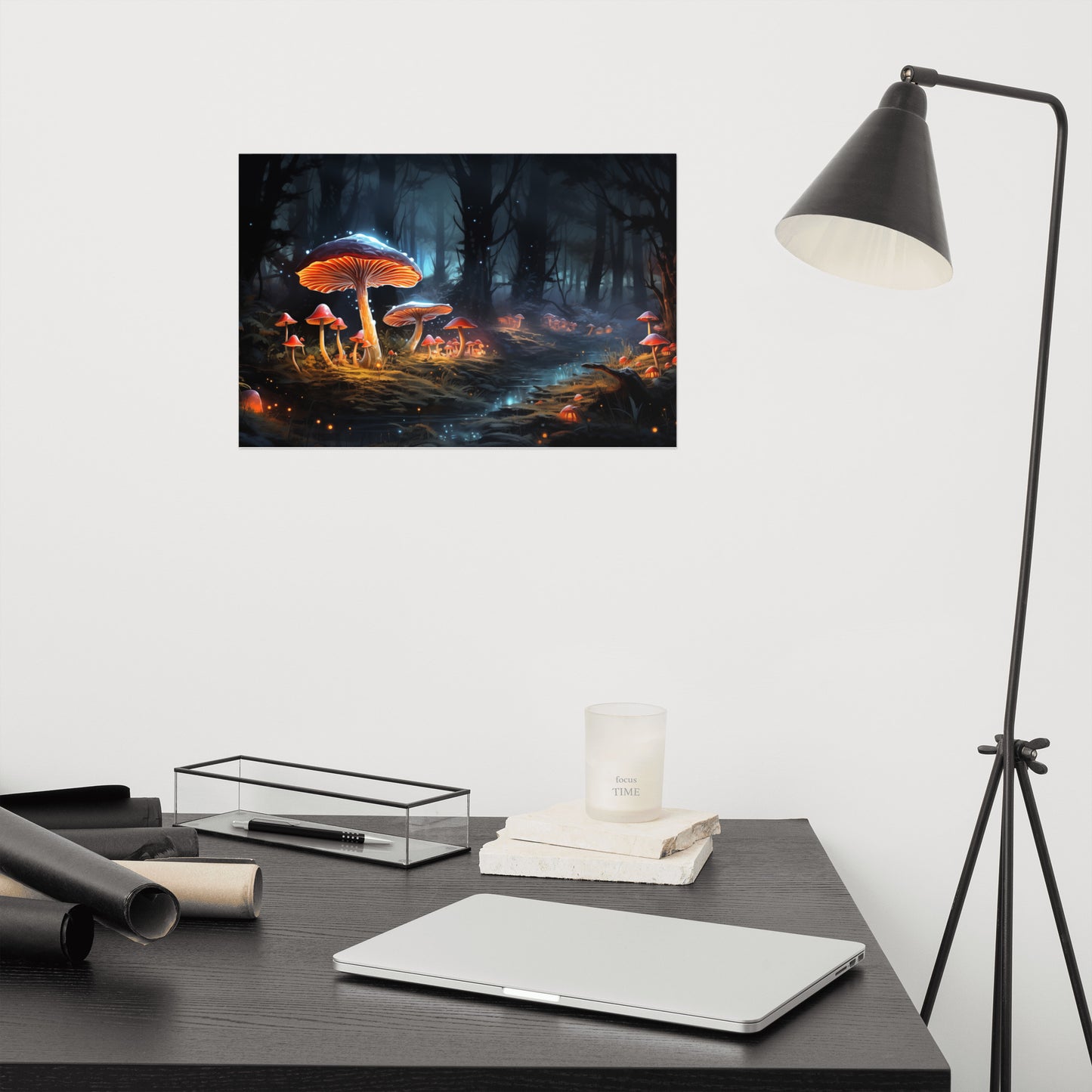 Modern Surrealism: "Fungus Lantern" Mushrooms - Abstract / Minimal / Botanical Unframed Art Print