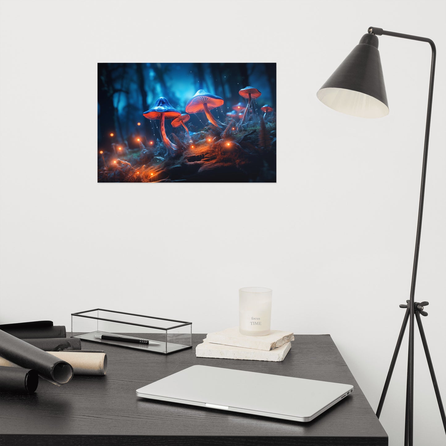 Modern Botanical Wall Art: "Glowshrooms Luminous Life" Mushrooms - Abstract / Minimal Loose Print