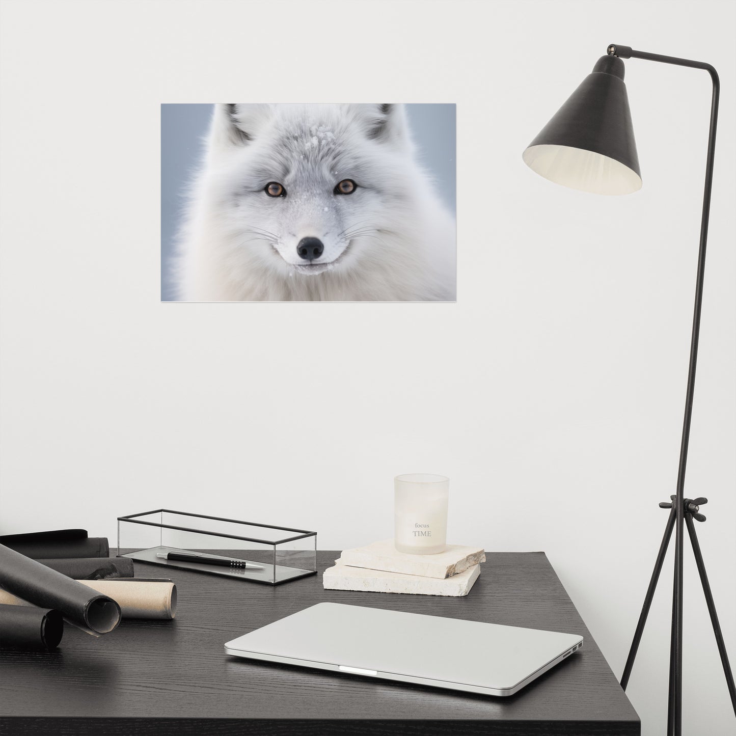 Arctic Fox in Winter Coat Photorealism - Digital Artwork Loose Print