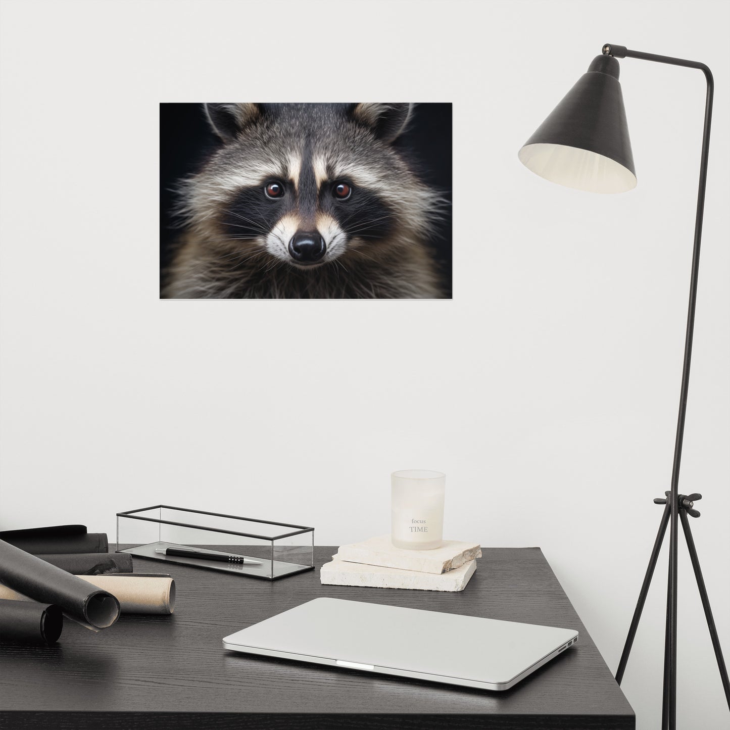 Bandit Eyes Raccoon Portrait Photorealism Painting- Digital Artwork Loose Print