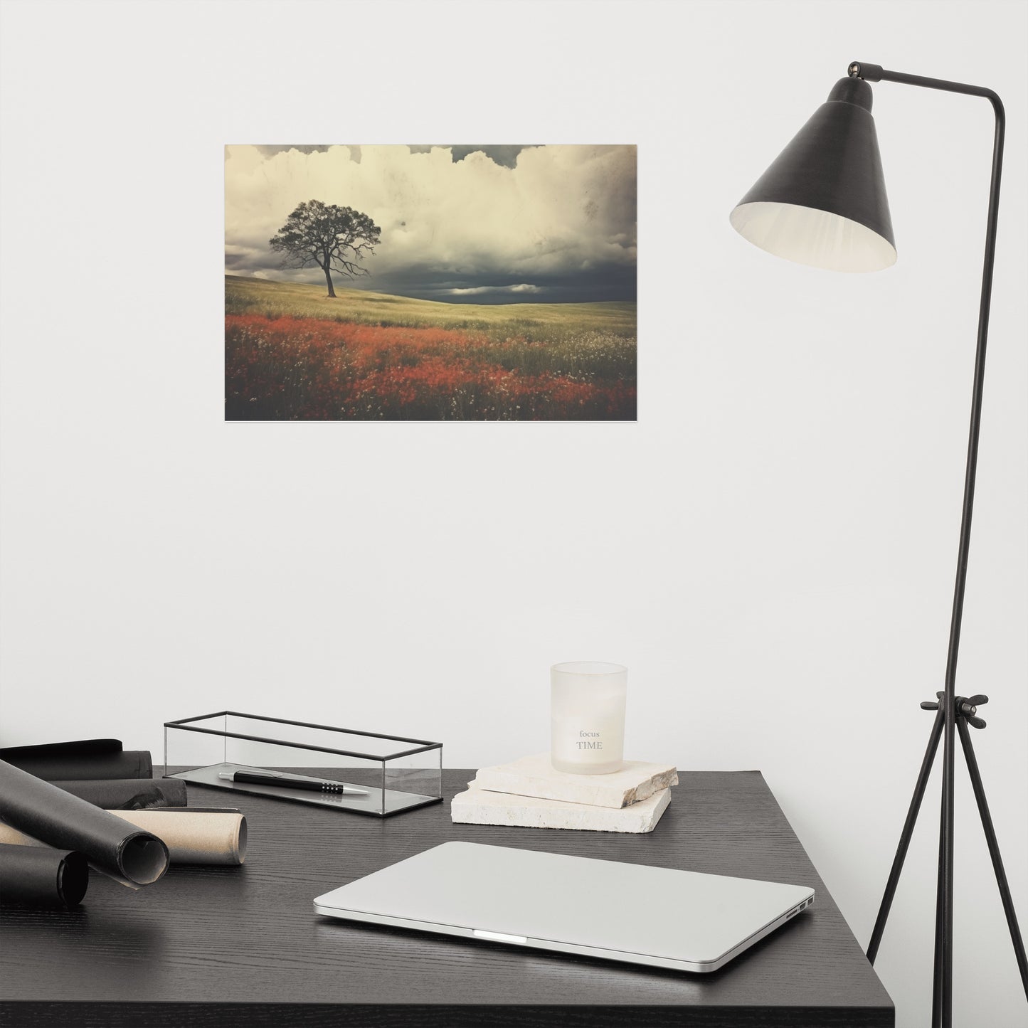 Beneath a Weathered Sky Subdued Retro Rustic Photorealism Painting - Digital Artwork Loose Art Print