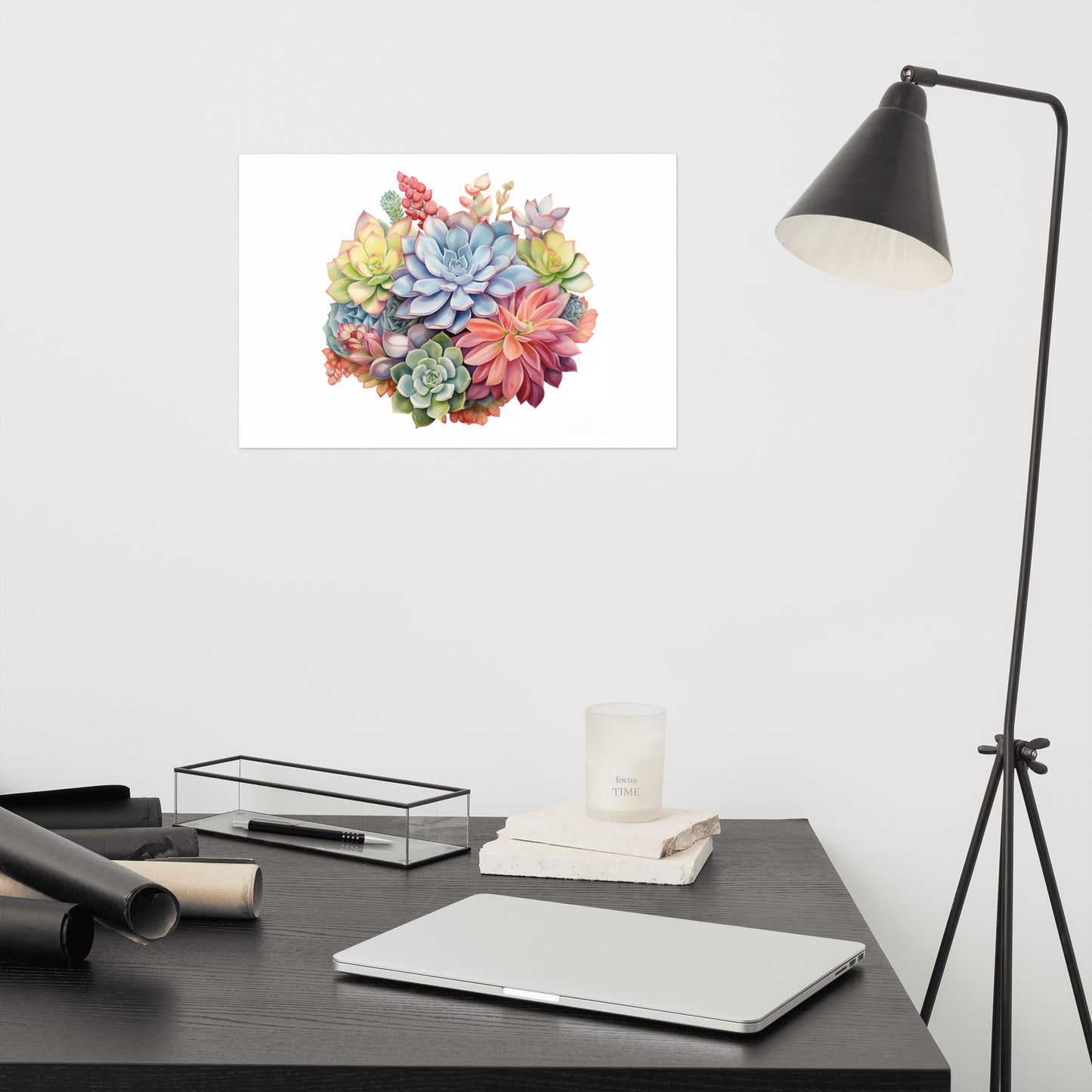 Blooming Succulents Watercolor Painting - Digital Artwork Loose Art Print