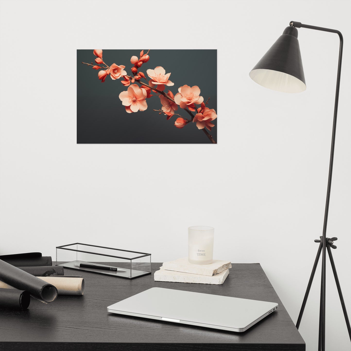 Blossom's Blush Coral Flowers Photorealism Painting - Digital Artwork Loose Art Print