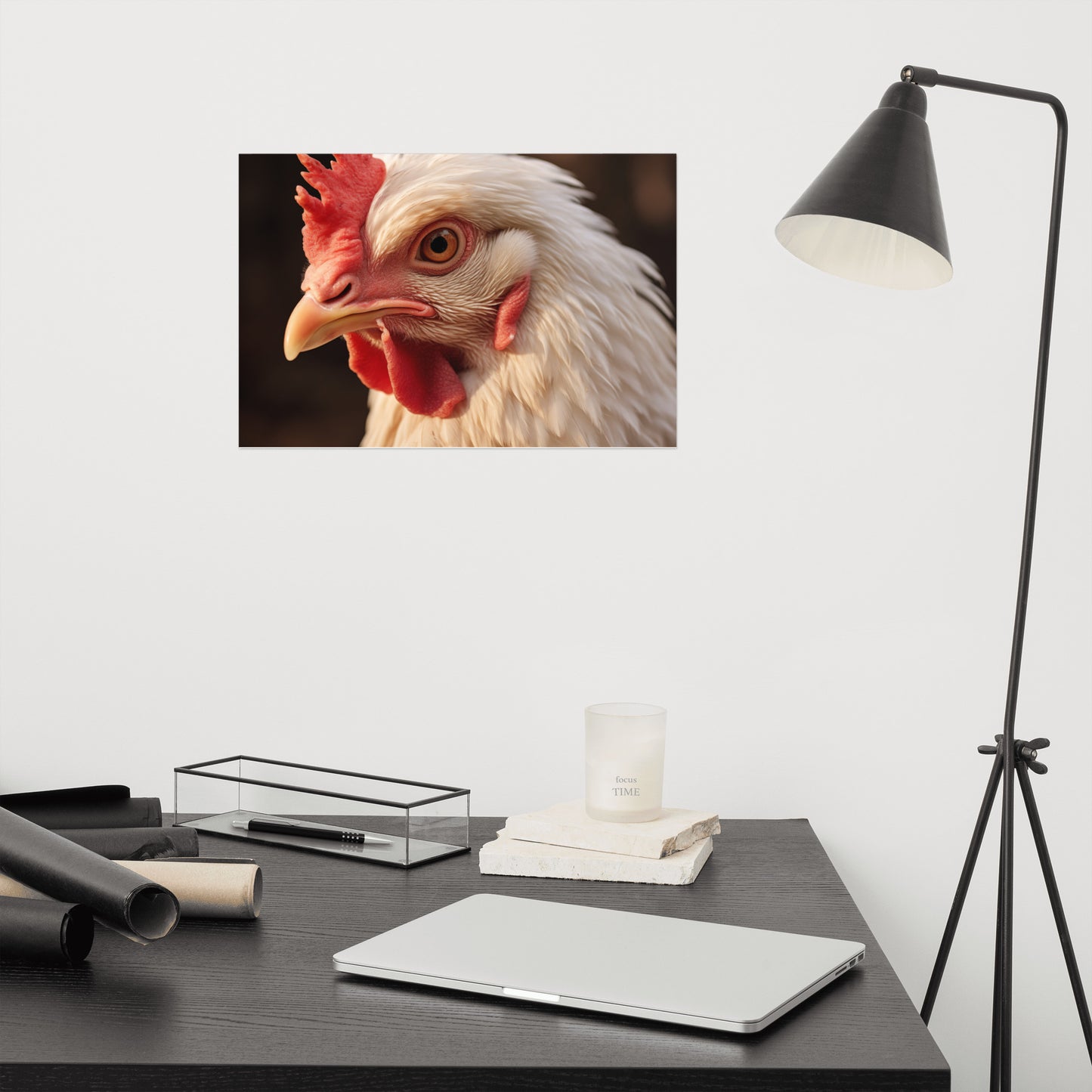 Brooding Beauty Chicken Photorealism Painting - Digital Artwork Loose Art Print