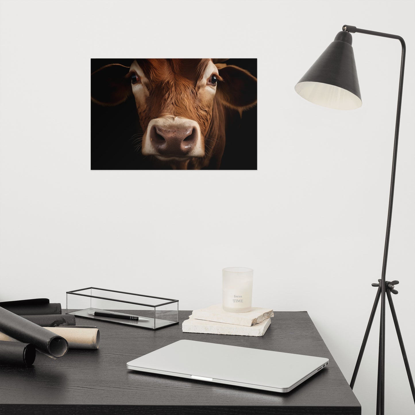 Bovine Beauty Cow Photorealism Painting - Digital Artwork Loose Art Print
